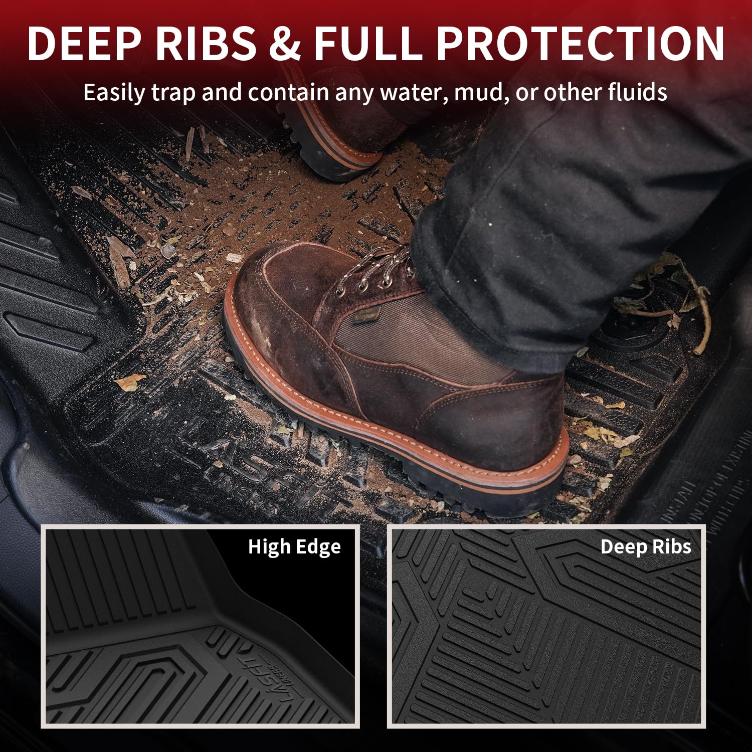 LASFIT All Weather Floor Mats & Trunk Mat for Honda Accord 2023-2026, TPE Liners, Black, Model XS-HN17A, Full Set