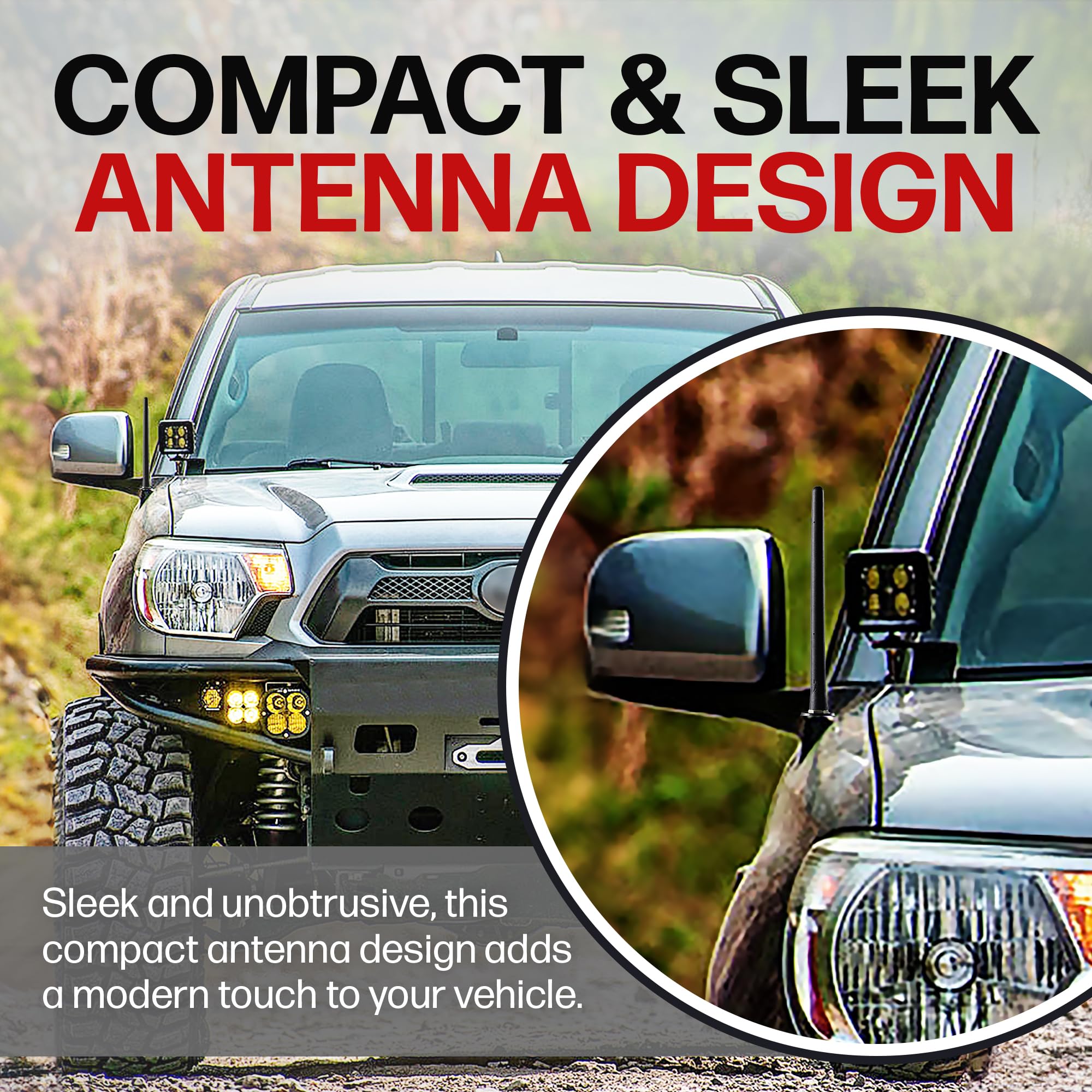 Antennamastsrus Short Rubber 6 3/4 Inch Antenna For Toyota Tacoma (1995-2015) - Usa Stainless Steel Threading, Car Wash Proof, Easy Installation, Enhanced Radio Reception With Internal Copper Coil