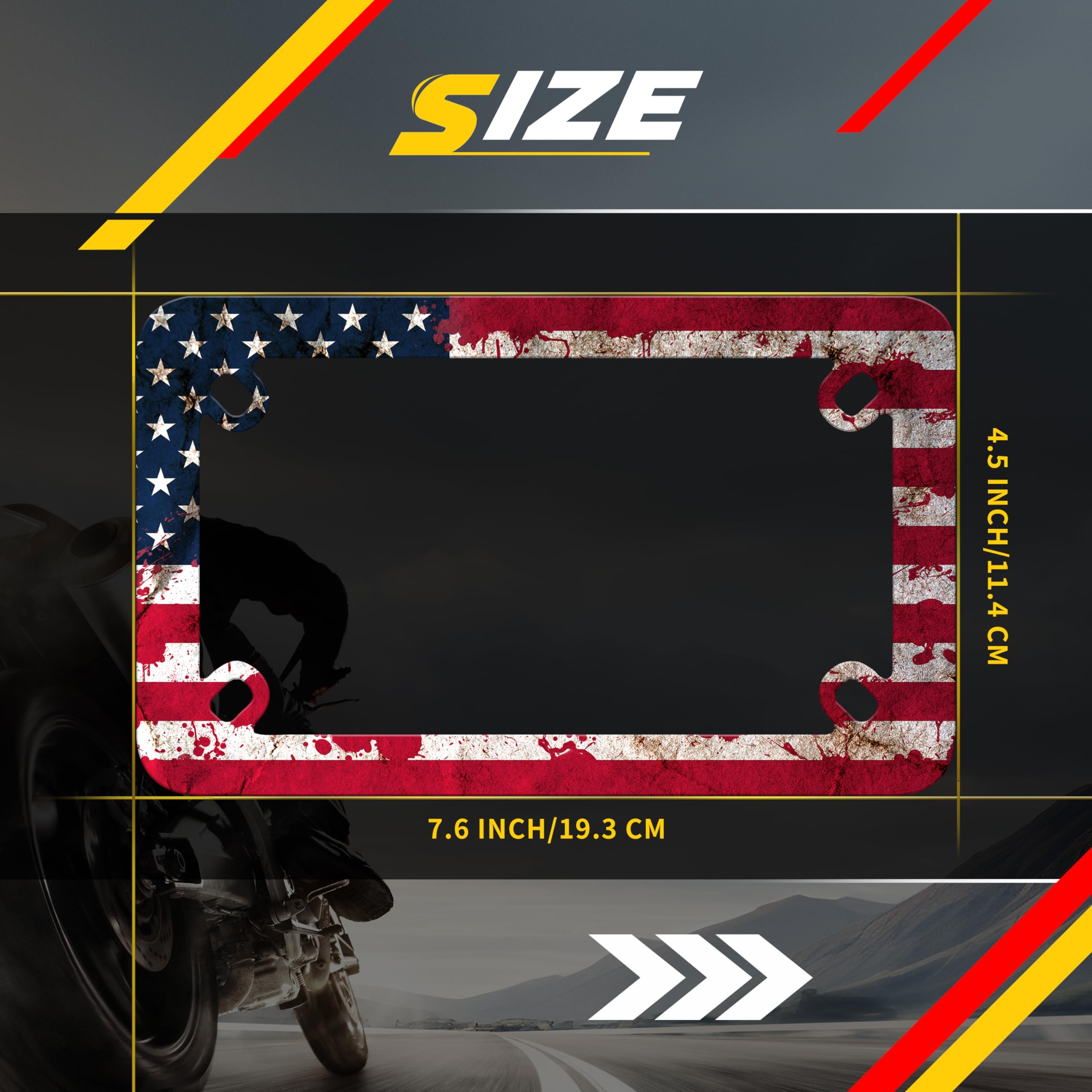 Motorcycle American Flag Blood Spatter License Plate Frame Stainless Steel Material Funny Motorbike License Plate Holder Motorcy