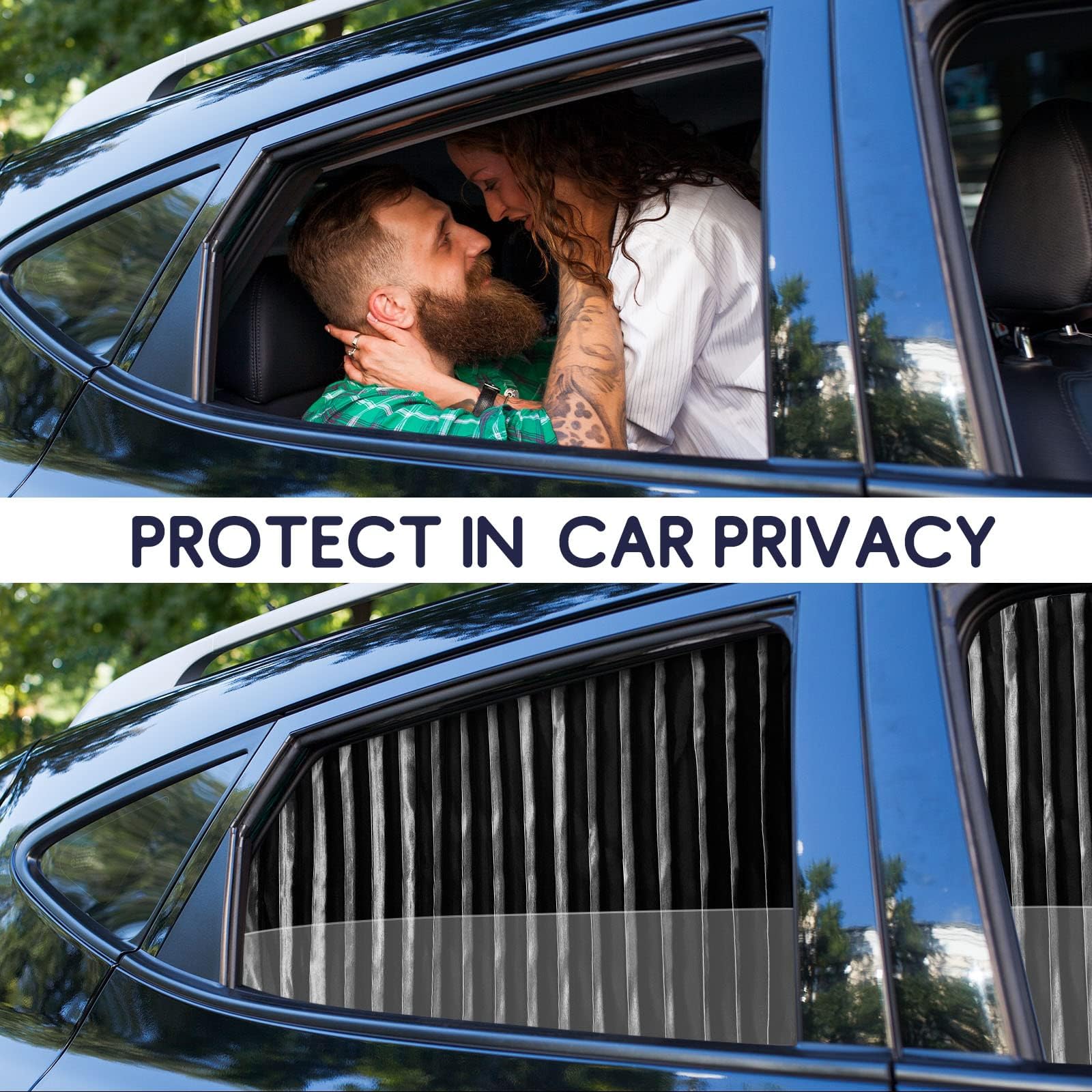 Zatooto 4 Pcs Side Window Sun Shade Black Privacy Sunshade - Magnetic Curtain Blinds Covers - Keeps Cooler Screen For Sleeping C