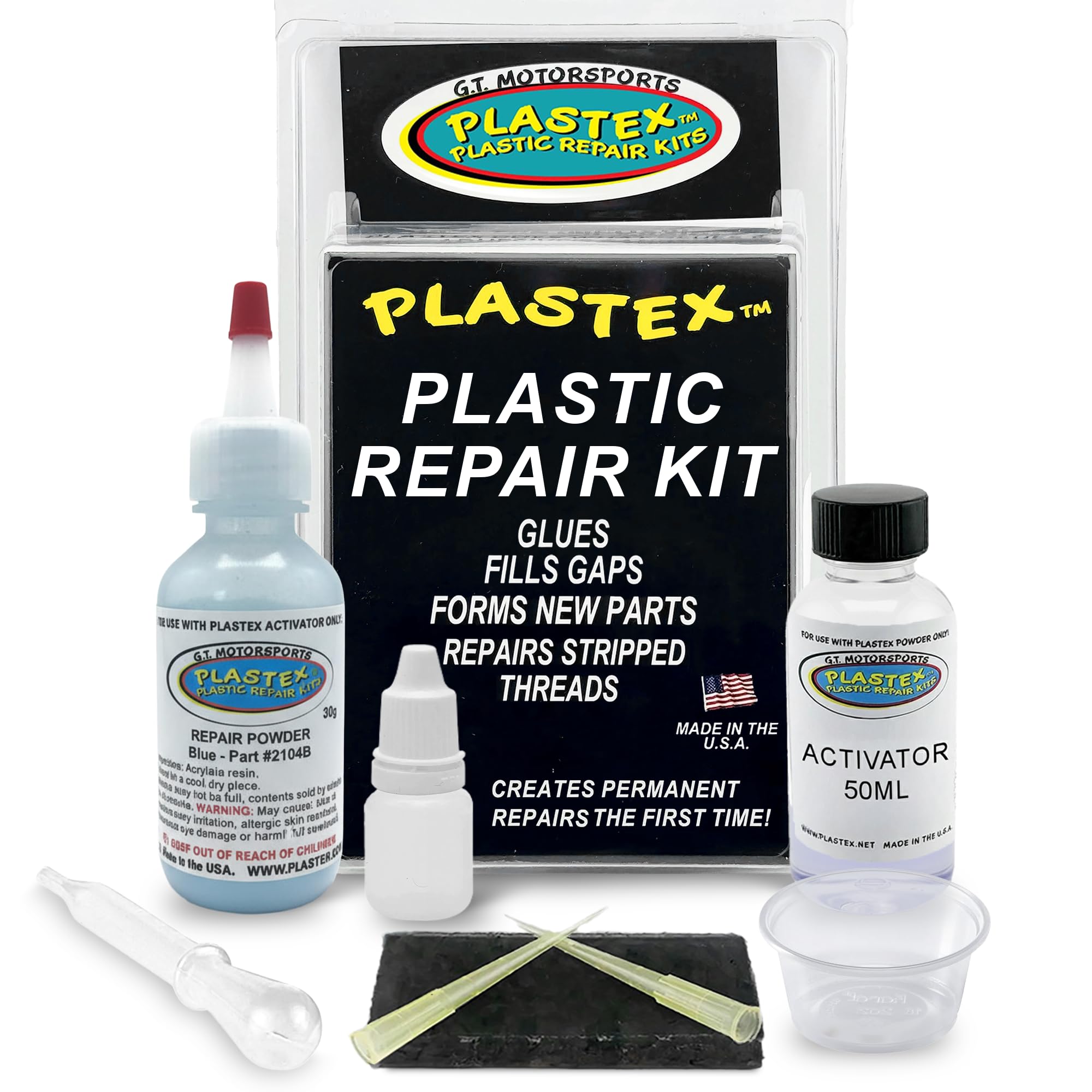 Plastex Plastic Repair Kits - Easily Glue, Repair or Remake Broken Plastic, Fiberglass, Wood & More! (Standard Blue Kit)