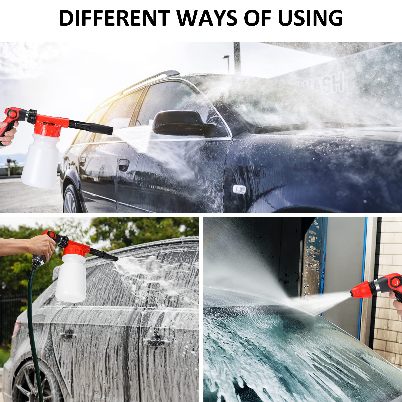 Autodeco 35Pcs Car Wash Detailing Kit Cleaning Kits With Foam Gun Sprayer Collapsible Bucket Brush Large Wash Mitt Towels Comple