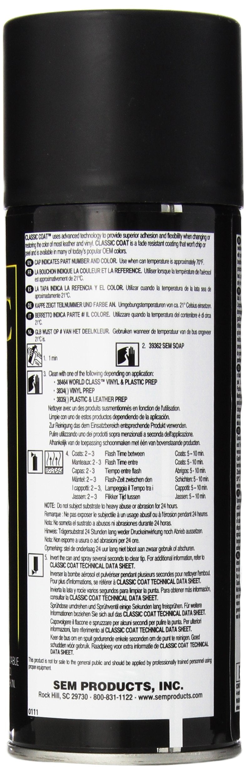 SEM Limo Flat Black Classic Coat - 12 oz. Vinyl, Model 17503