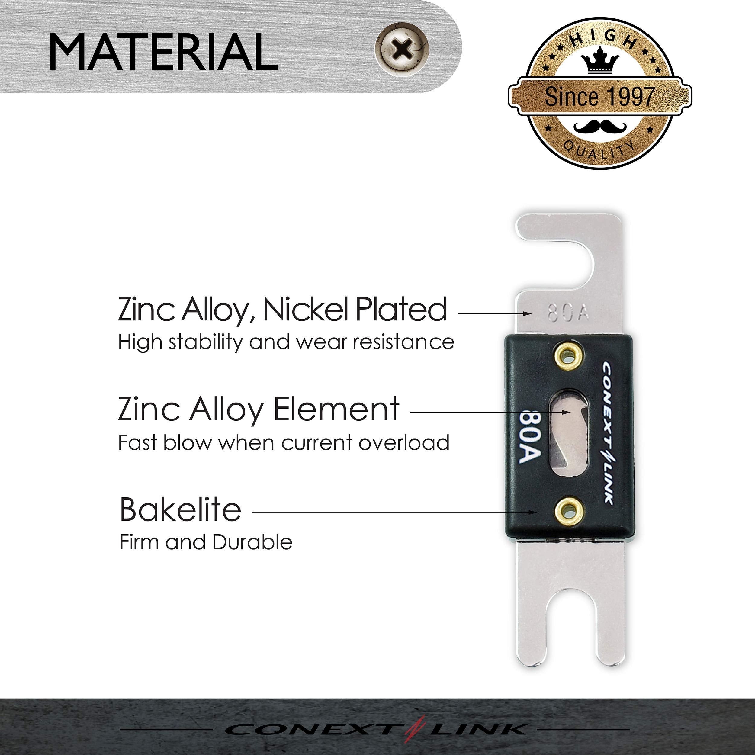 Conext Link Anl80-5 80 A Amp Anl Blade Fuse Nickel Plated 5 Pack (14020)