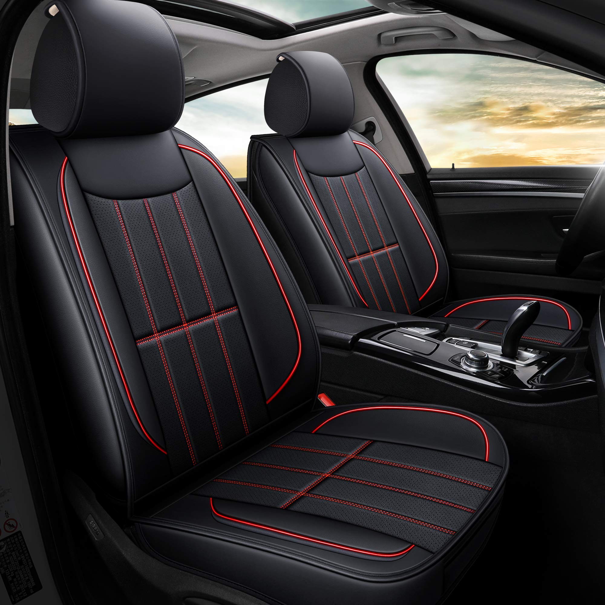 Aoog Leather Car Seat Covers, Leatherette Automotive Vehicle Cushion Cover For Cars Suv Pick-Up Truck, Universal Non-Slip Vehicl