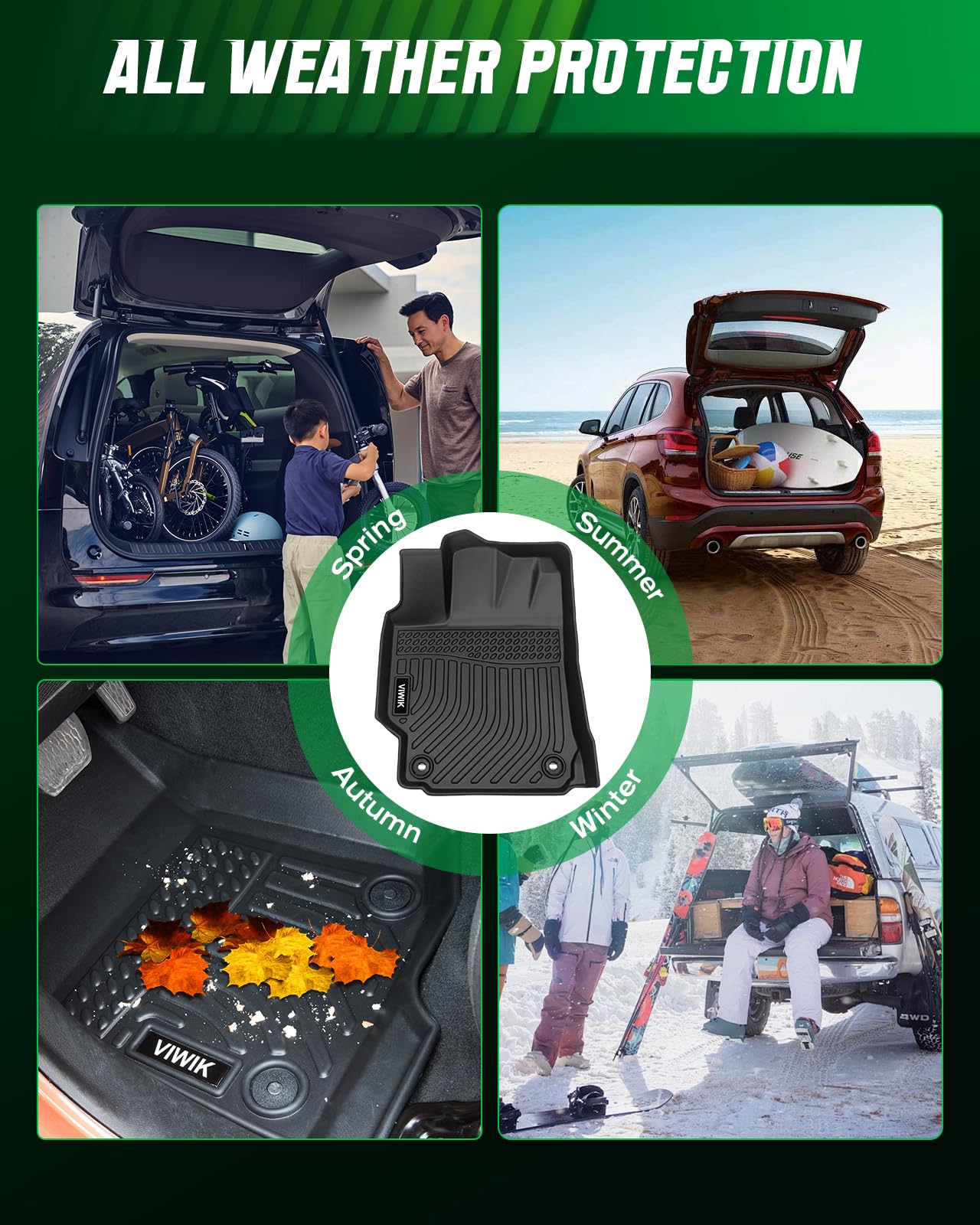 Viwik Floor Mats For Ford Ranger 2023 2022 2021 2020 2019 Supercrew Cab, All Weather Truck Liners, Tpe Rubber Car Mats Front And