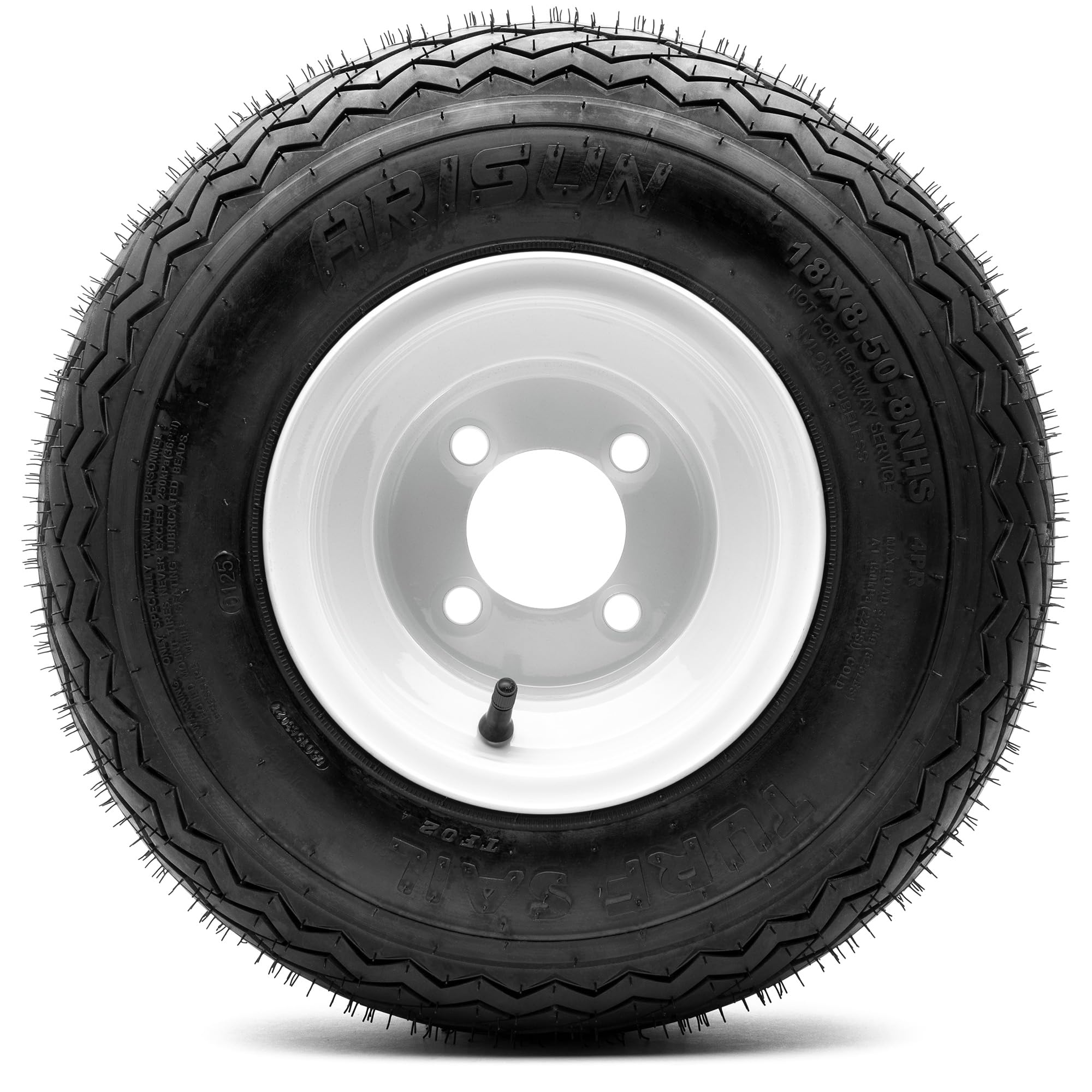 8'' Steel Golf Cart Wheels Glossy White And Odyssey Perduro (18/8.5-8) Golf Cart Tires - Set Of Two