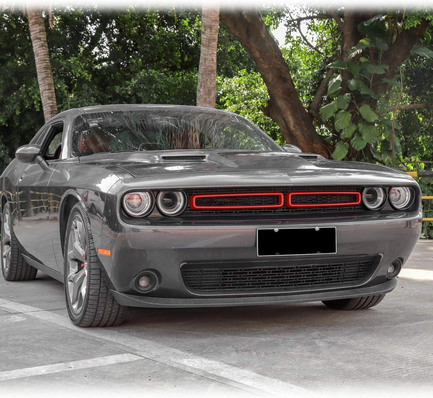 Voodonala For Challenger Front Grille Inserts For 2015-2022 Dodge Challenger Accessories, Abs Red 2Pcs