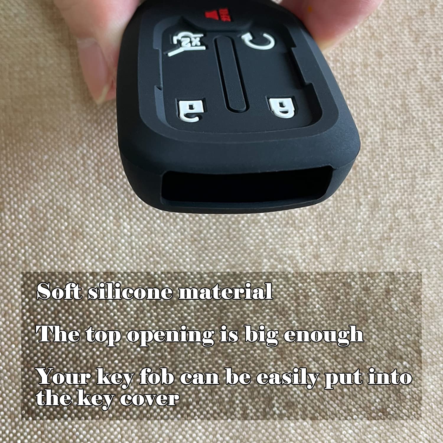 Tandrive Key Fob Cover For 2024-2017 Gmc Acadia Terrain Denali, Sierra Chevy Silverado, Silicone, Black And Red