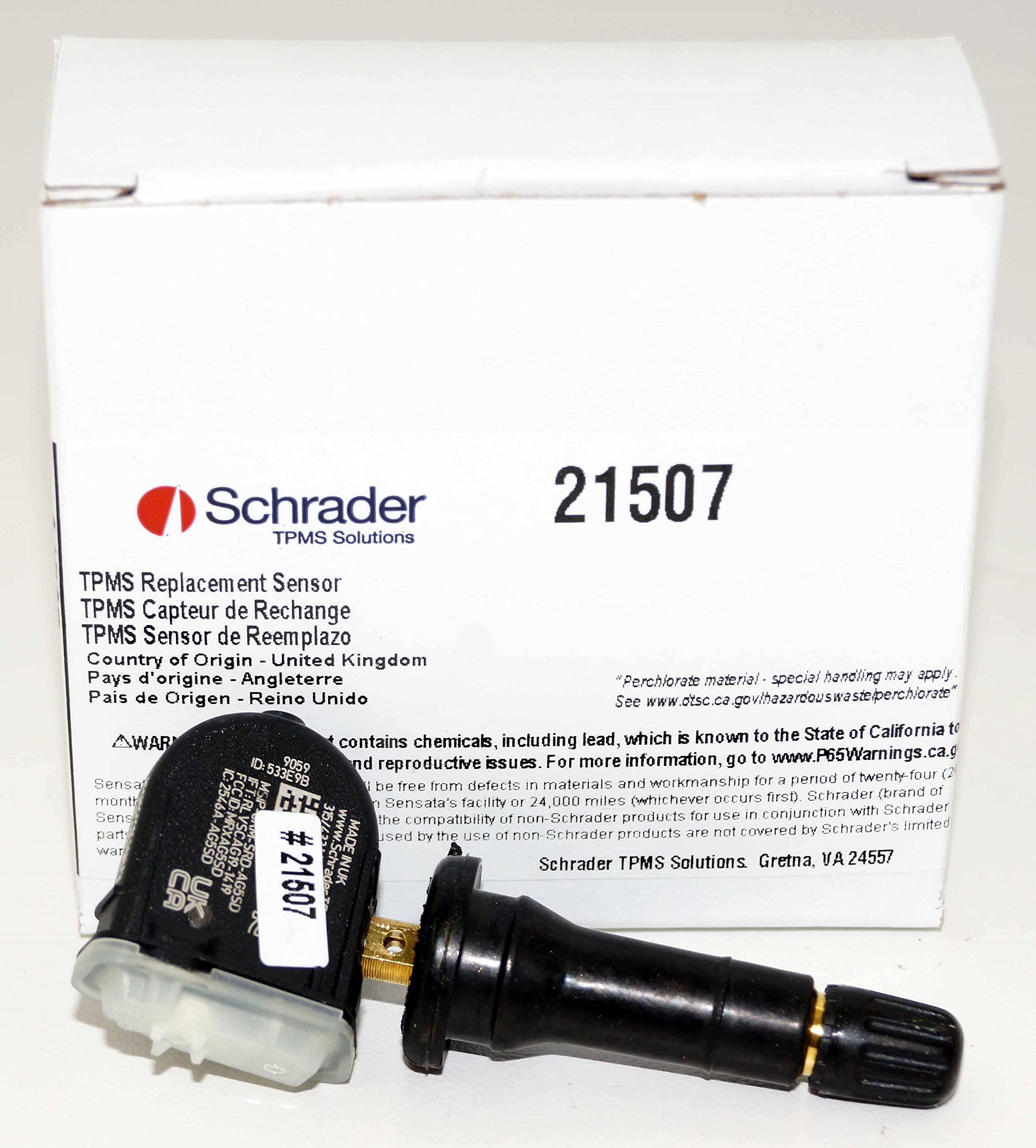 Schrader 21507 Snap-In Oe Replacement Tire Pressure Monitoring System (Tpms) Sensor - Gmc, Chevrolet, Buick, 13586335, 15254101, 15922396, 20923680 (Replaces 20153)(Pack Of 1)