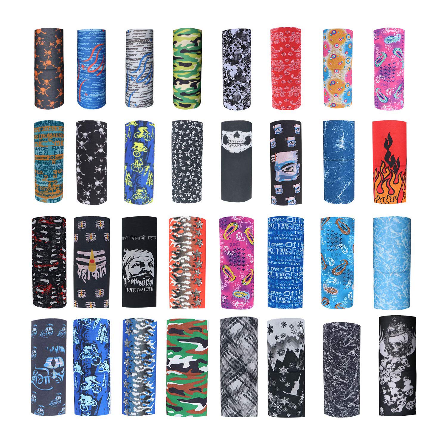Dollit Unisex Headwear Headband Head Wrap Uv Resistence Sports Bandana Magic Scarf Face Mask (Assorted Color And Design) Pack Of