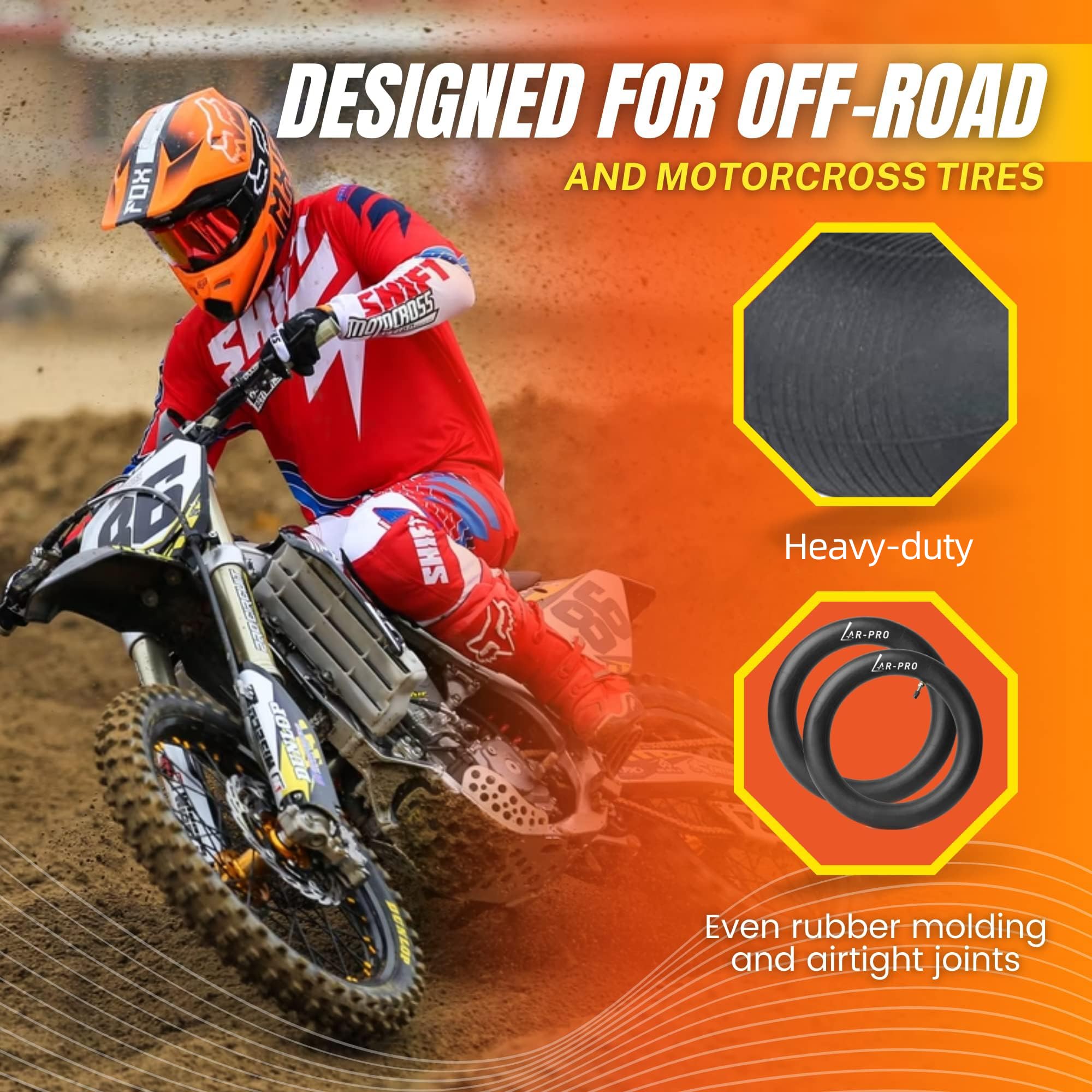 (2-Pack) 110/90-19 (4.50 X 19) - 120/90-19 Motorcycle Inner Tubes - 19'' Dirt Bike Natural Rubber Tubes - Pinch And Puncture-Res
