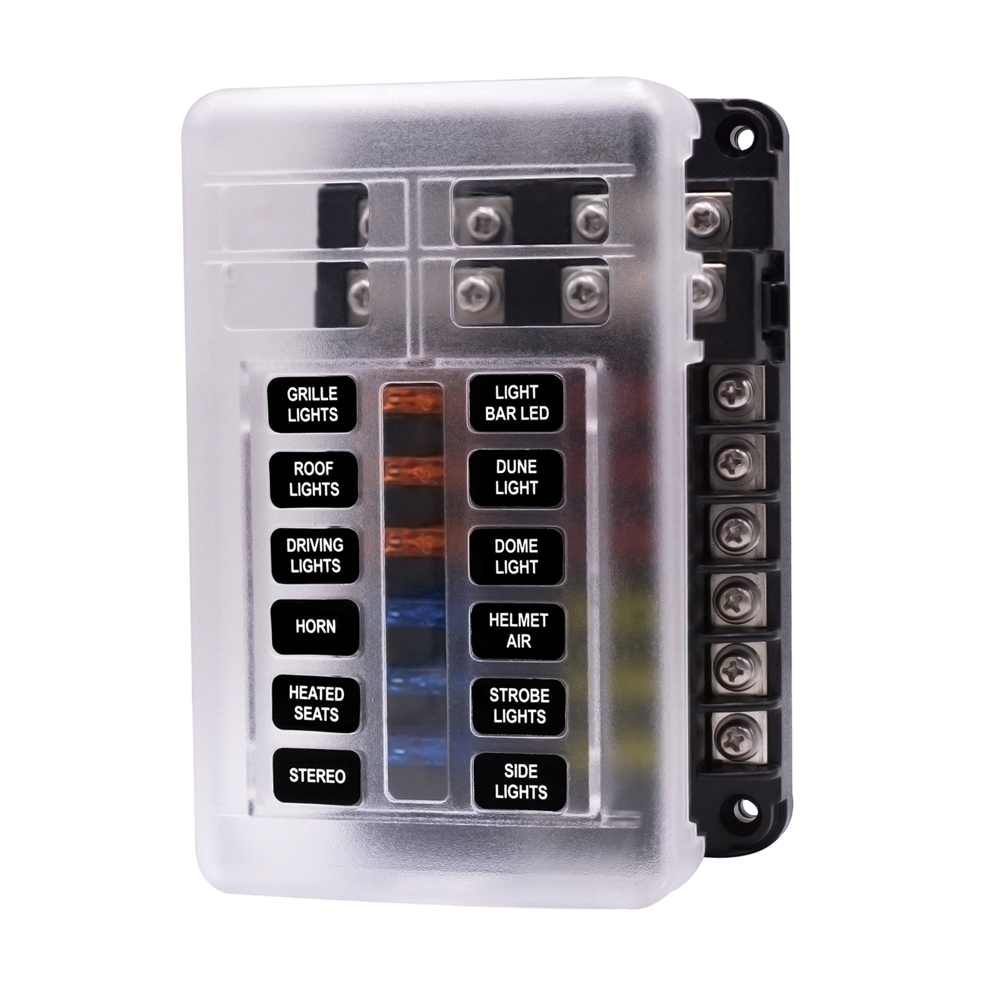 BlueFire 12 Way Blade Fuse Box Holder with LED Indication, PBT Material - Standard Circuit Fuse Block for Car, Boat, Truck, RV