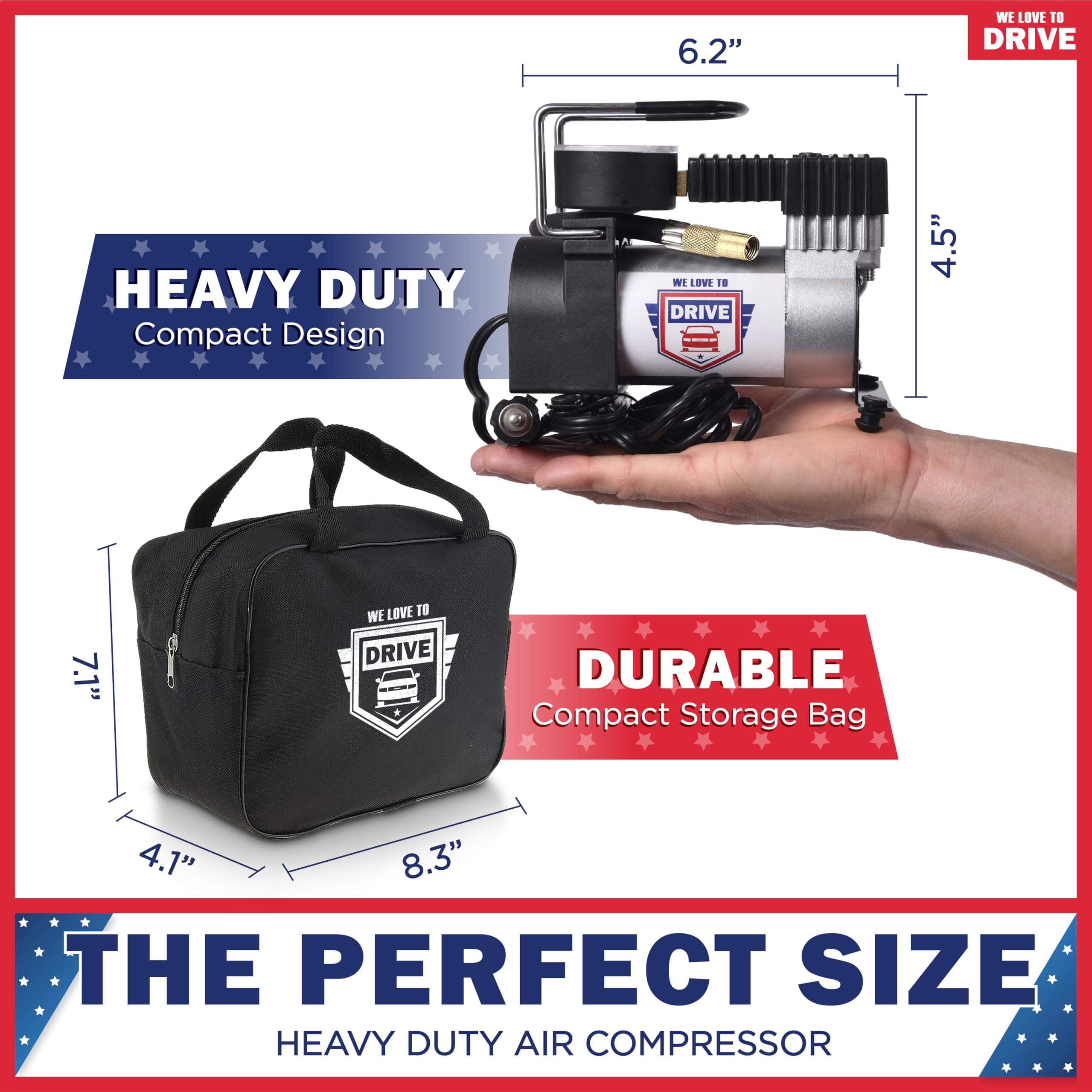 Tire Inflator Portable Air Compressor For Car Tires & Inflatables, 12V Dc One Cylinder Air Pump For Emergency Kit With 150 Psi P