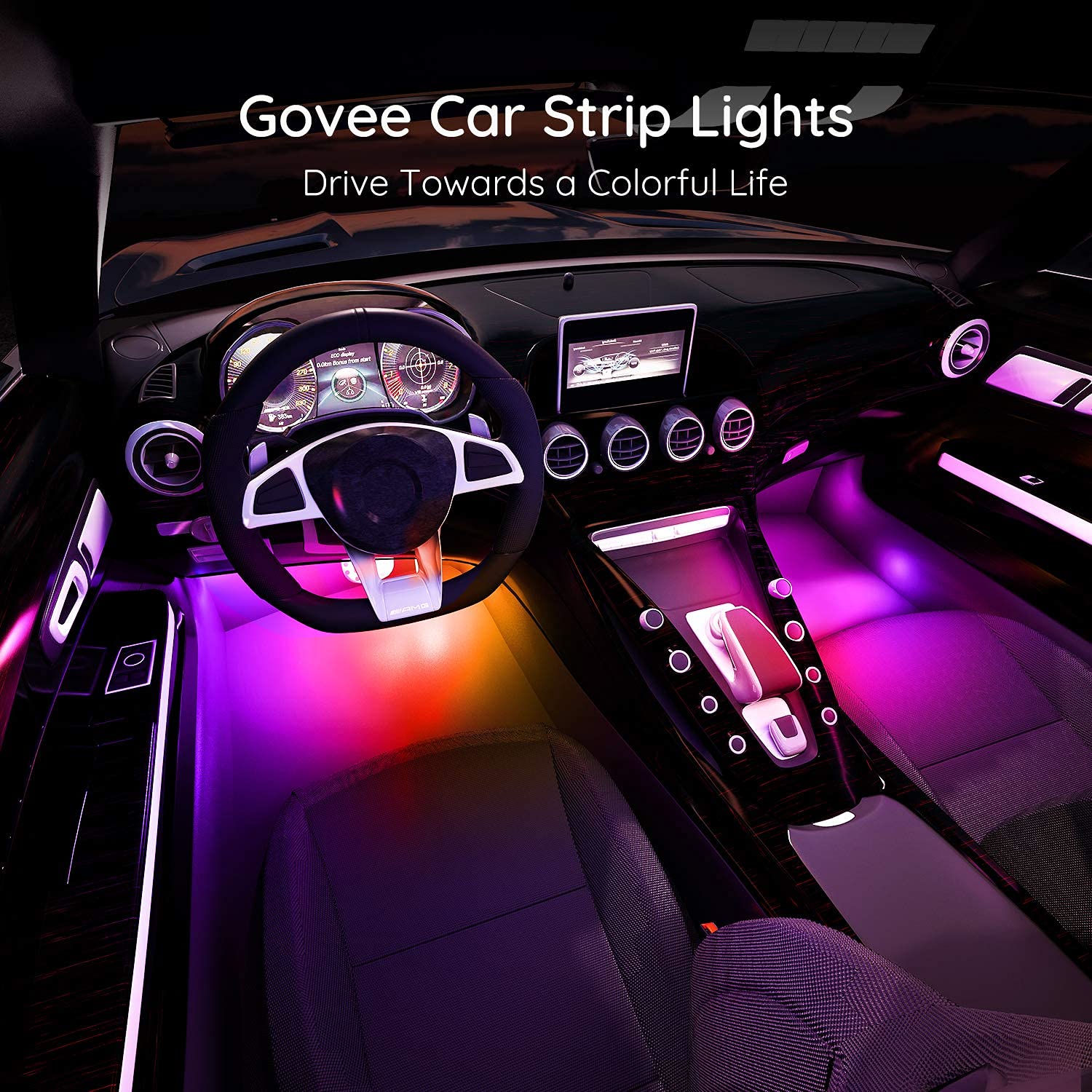 Govee RGBIC Interior Car Lights - Smart App Control, Music Sync, DIY Mode, Model H6119, LED for Cars, Trucks, SUVs
