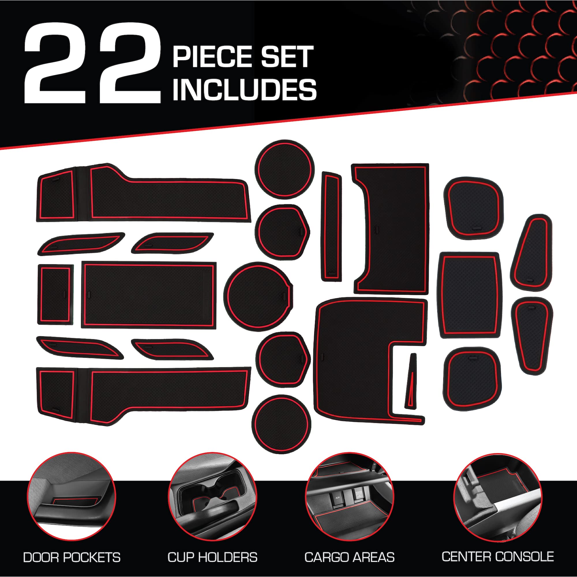 CupHolderHero Civic Coupe 2016-2021 All-Weather Red Trim Cup Holder Liner - 10th Gen Model