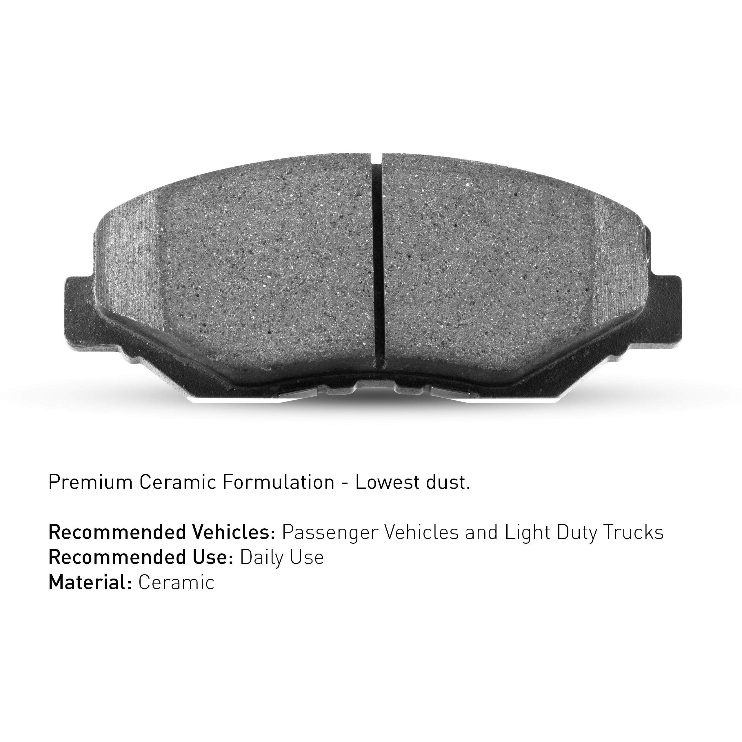 R1 Concepts Front Ceramic Series Brake Pads With Rubber Steel Rubber Shims| Fits 1986-1987 Mazda B2000, 1987-1993 Mazda B2200, 1
