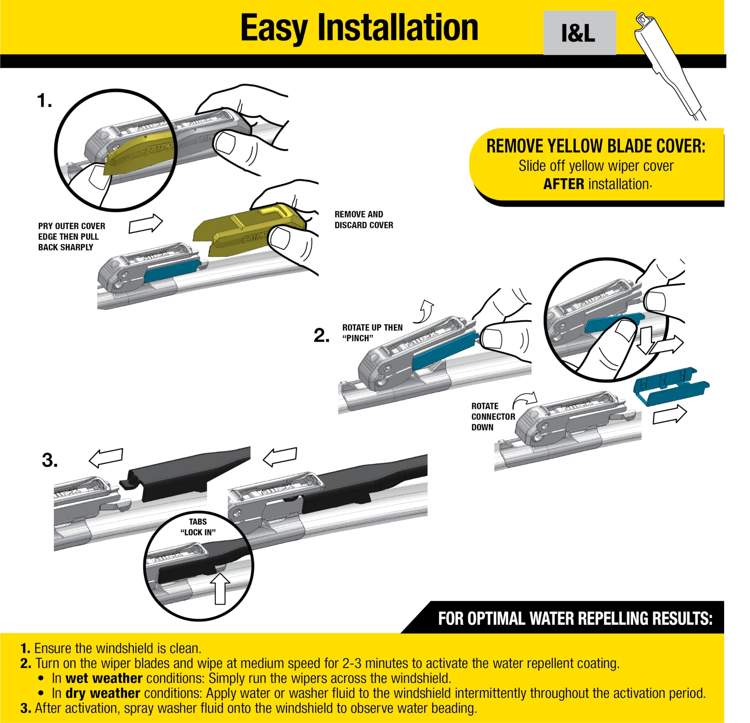 Rain-X 810160 Latitude 2-In-1 Water Repellent Wiper Blades, 24'' And 19'' Windshield Wipers (Pack Of 2), Automotive Replacement
