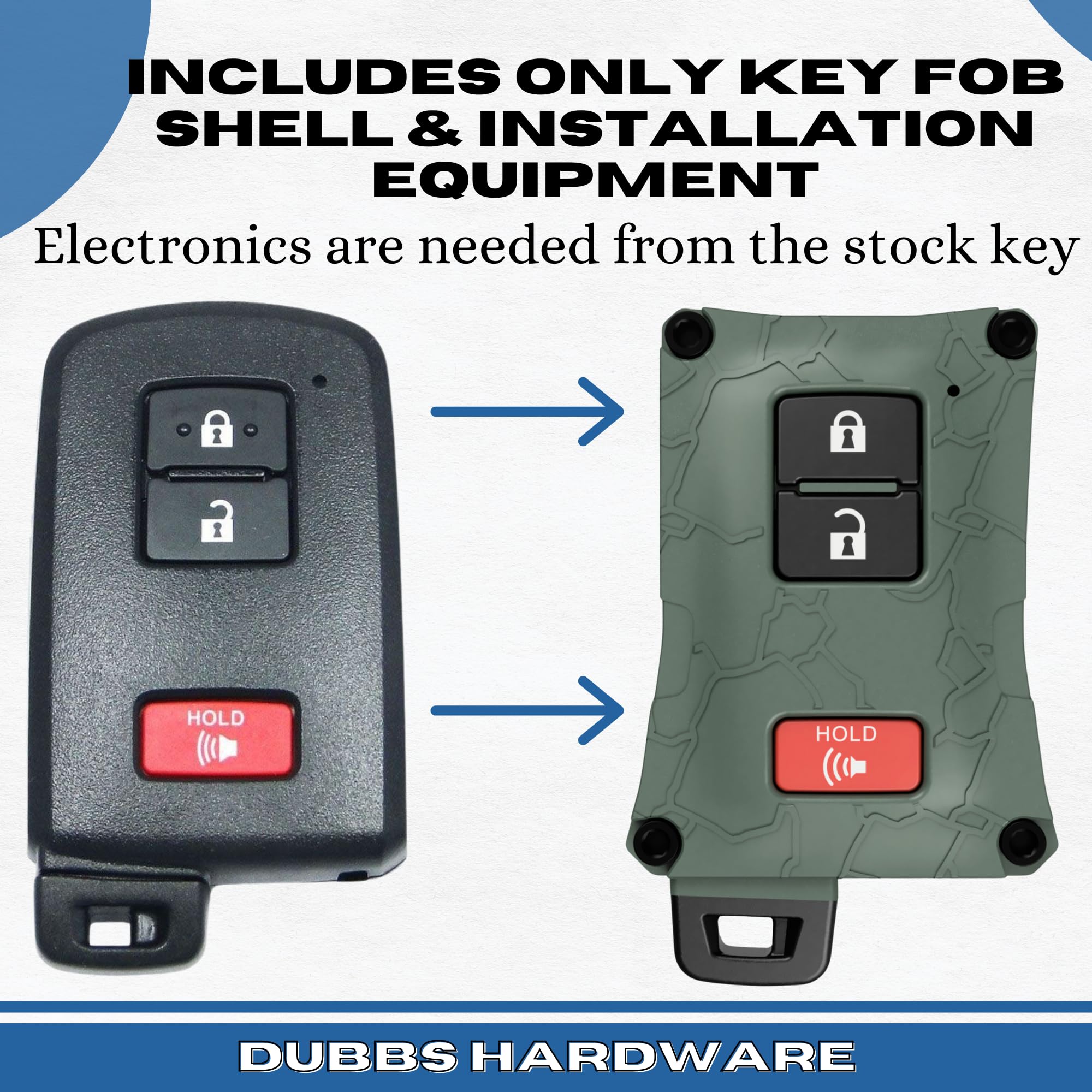 Dubbs Hardware Tacoma Accessories 2016-2022 3Rd Gen - Key Fob Case Upgrade Mod Compatible With Toyota 4Runner Tundra (Voodoo Blu