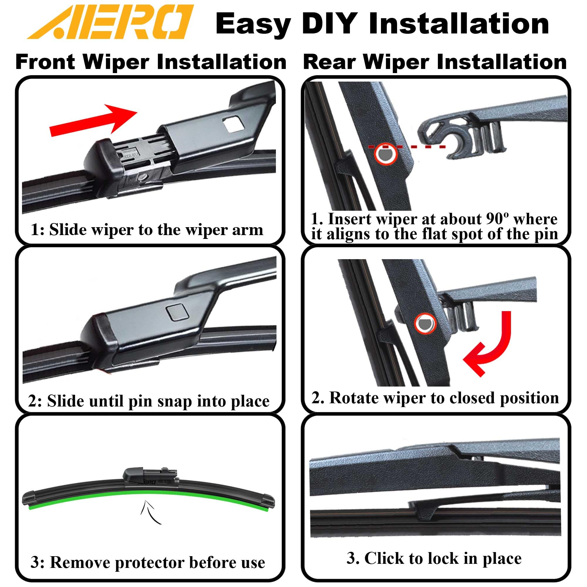 Aero Wipers Replacement For Subaru Ascent 2023 2022 2021 2020 2019, 26''+20'' Front + 14'' Rear, Premium All-Season Windshield W