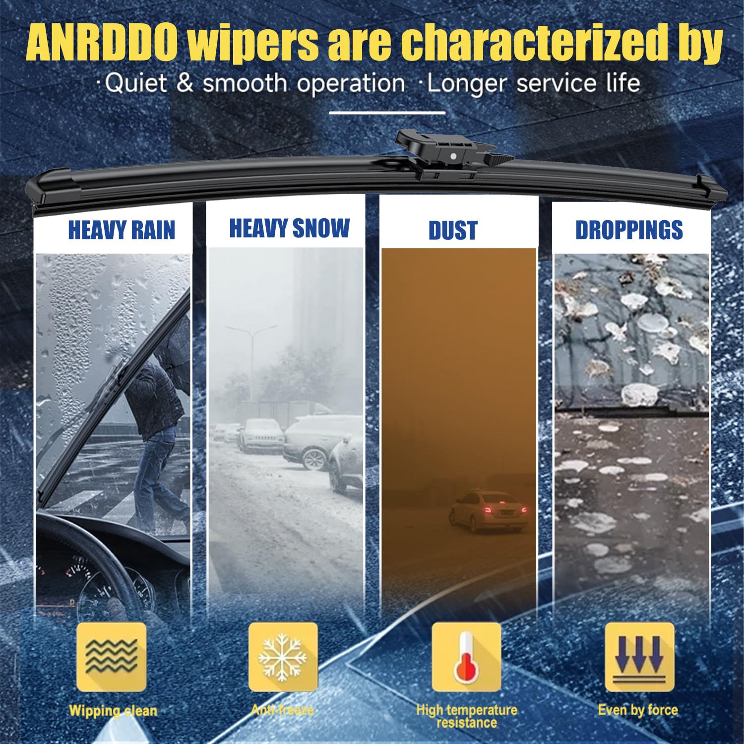 3 Wipers Replacement For Ford Explorer 2011-2018 Original Equipment Front And Rear Windshield Wiper Blades Set 26'+22'+11' (Set Of 3) Pinch Tab