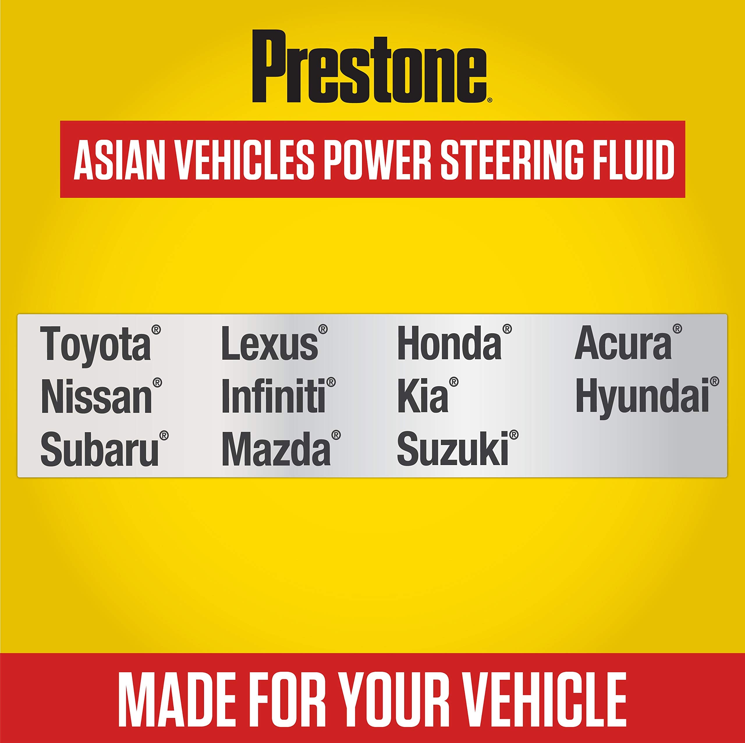 Prestone AS269 Power Steering Fluid - Synthetic for Asian Vehicles, 12 oz., Pack of 1