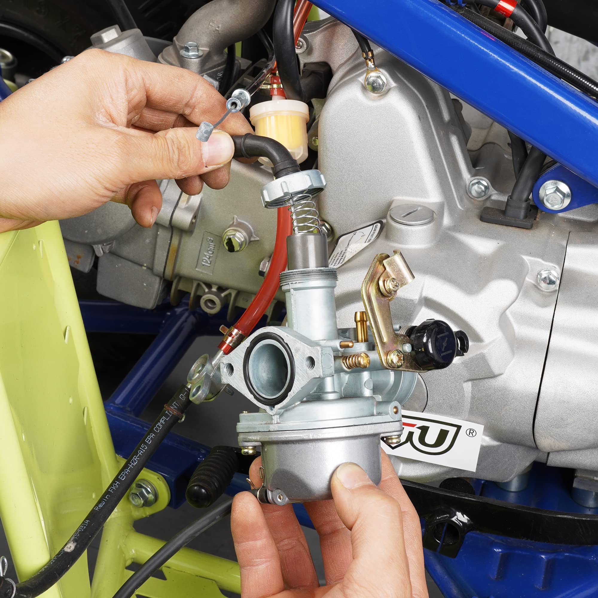 RUTU PZ22 22mm Carburetor with Fuel Filter & Cable Choke for SSR 110cc/125cc, Sunl, Roketa, Taotao, Monkey, Cool