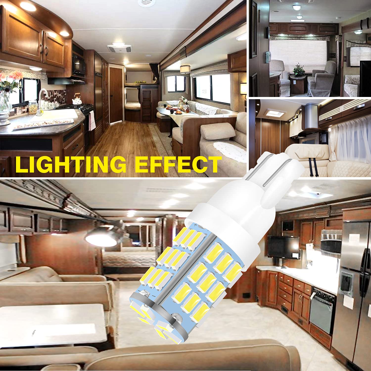 Acohuike T10 921 194 168 175 Led Bulbs White 20-Packs, Super Bright 3014 42-Smd Led Replacement 12 Volt Rv Camper Trailer Boat Trunk Interior Dome Map License Lights, Backup Reverse Lights