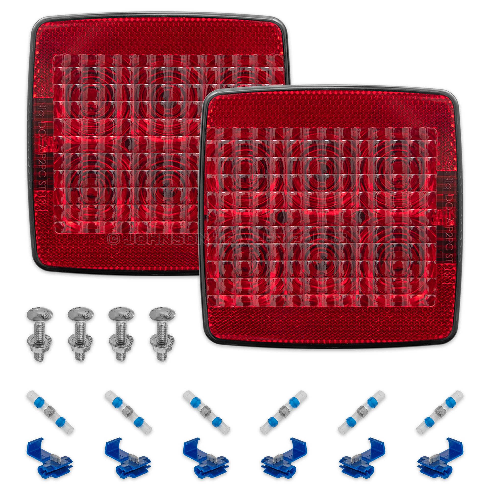 Johnson Trailer Parts Submersible LED Boat Trailer Light Kit, Waterproof Stop Turn Tail Lamp, License Plate Light (T85 4 Box)