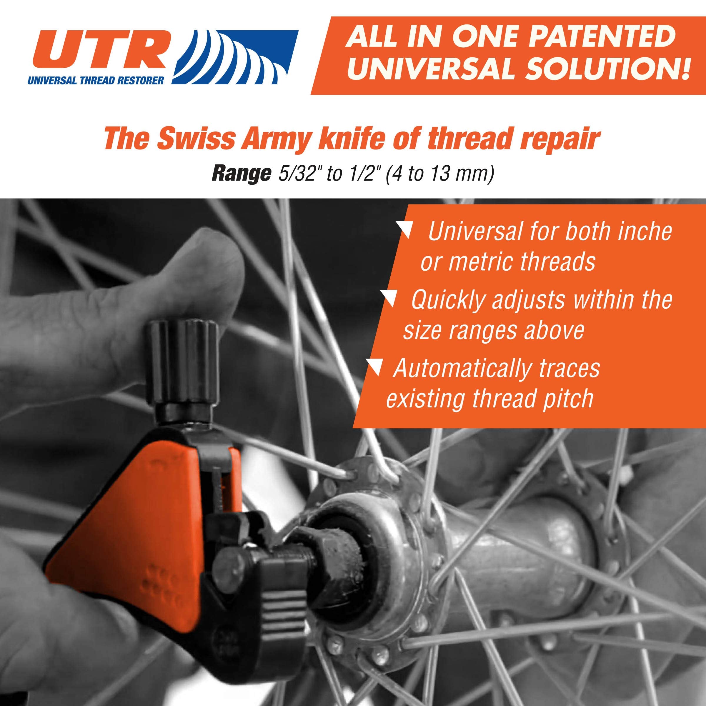 Utr - Universal Thread Restorer. External Thread Repair Tool. Easily Replaces Hundreds Of Dies. Automatically Chases Threads Wit