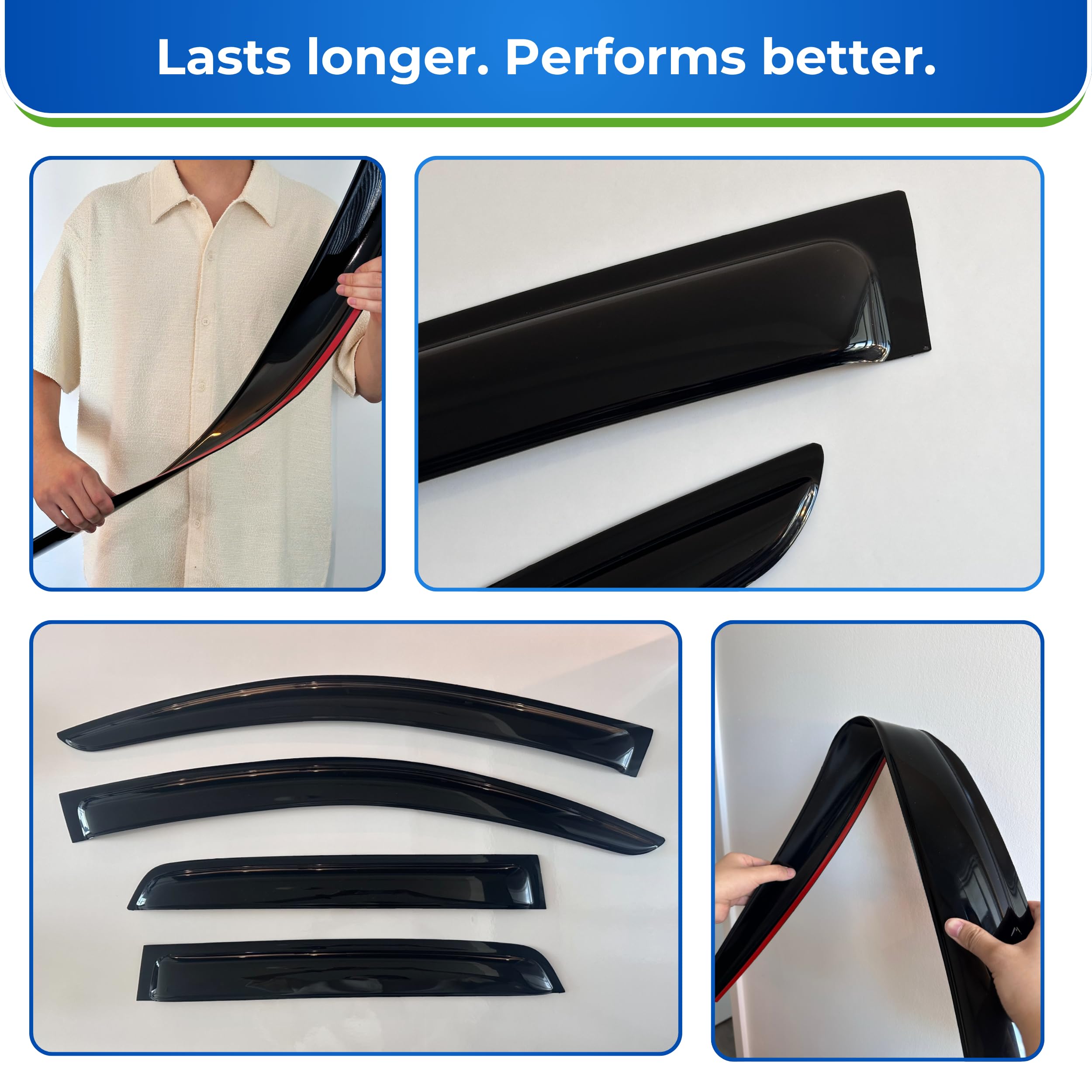 Kpy Window Visor Compatible With Nissan Versa Sedan 2020-2024, 4Pc Rain Guard Side Window Vent Deflectors Tape-On Style, 2020 20