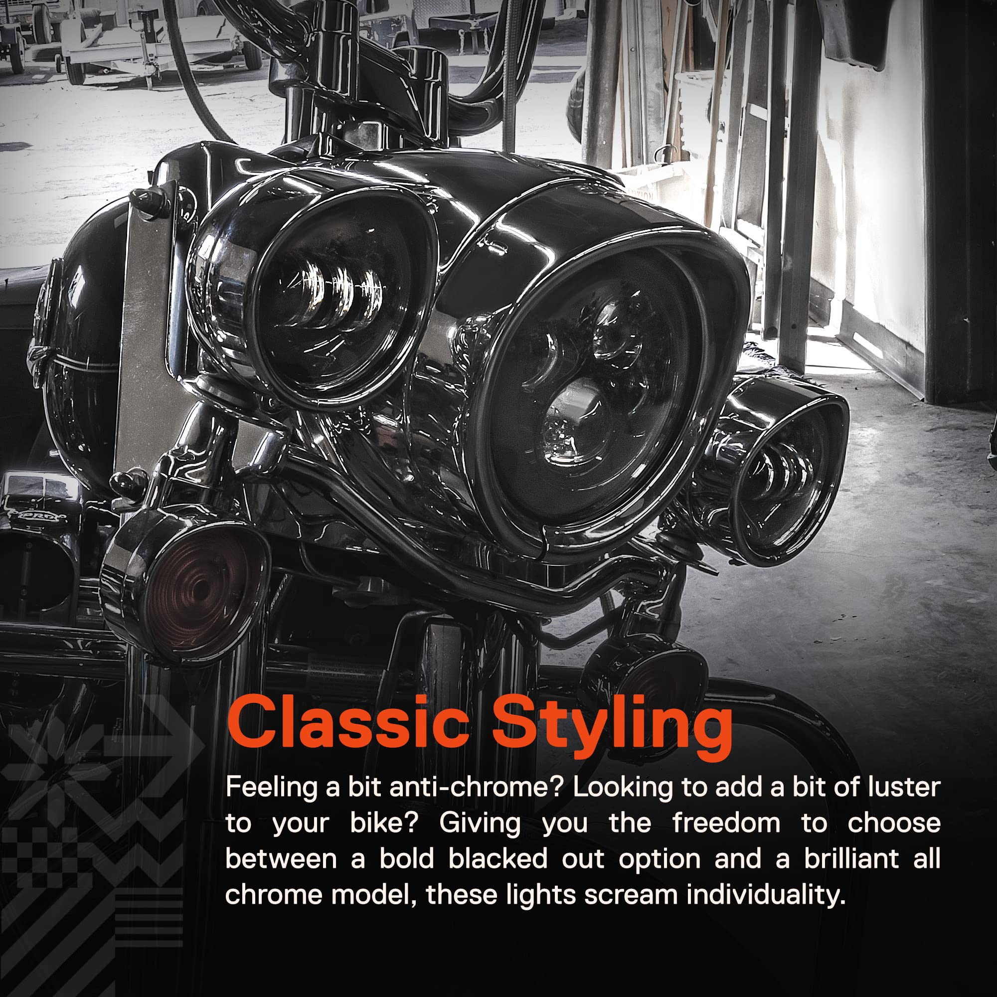 TRUE MODS 7'' LED Headlight for Harley Davidson [Black-Finish] [4500 Lumen] [H4 Converters Plug and Play] [Built-In CAN Bus] For