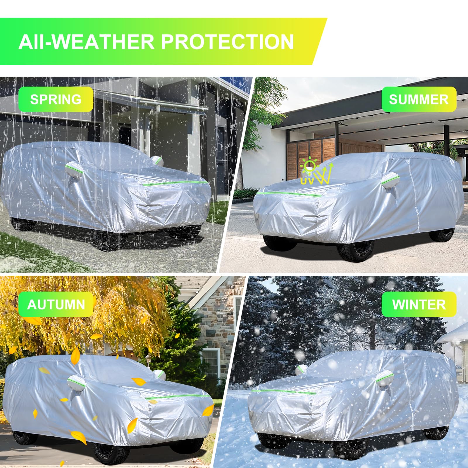YINOK SUV Car Cover (160-174 inches) - Universal Fit, Waterproof, Dupont Oxford, All Weather, Hail Protector, Sun Protection, Do