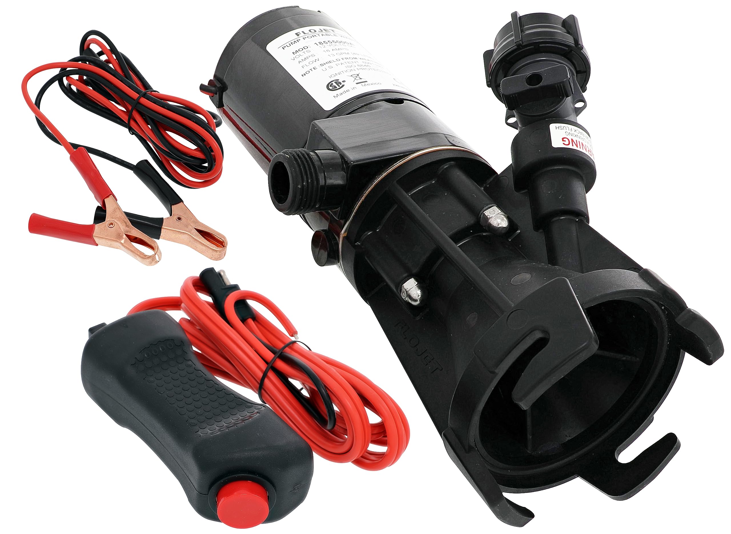 Flojet 18555-000A Portable Rv Waste Pump With Garden Hose Discharge Port - 12 Vdc Motor