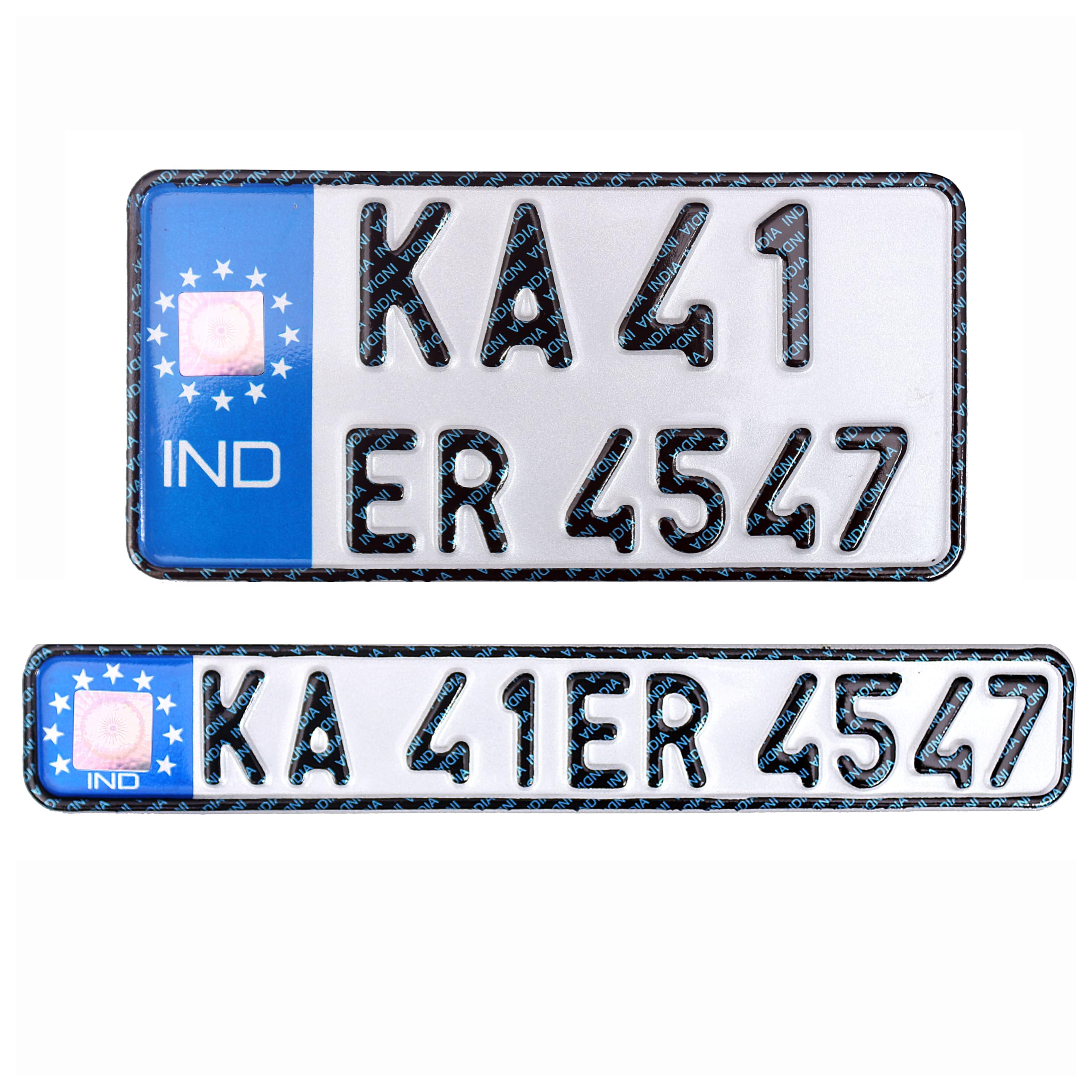 Innovqaraj Embossed Ind Number Plate For Bike| Fancy | No Bar Or Serial Code| For Old Bike Only (Blue)