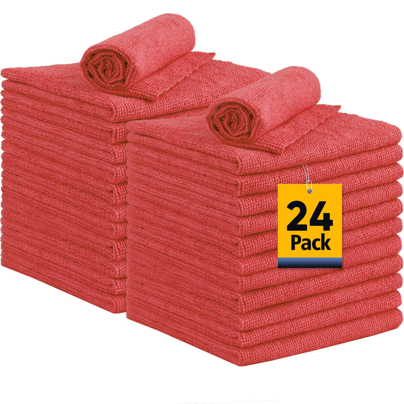 Unimade Shop Towels, 24 Pack Commercial Grade Shop Rags Microfiber Towels For Cars Cleaning Rags Bulk Cleaning Cloth For Automot