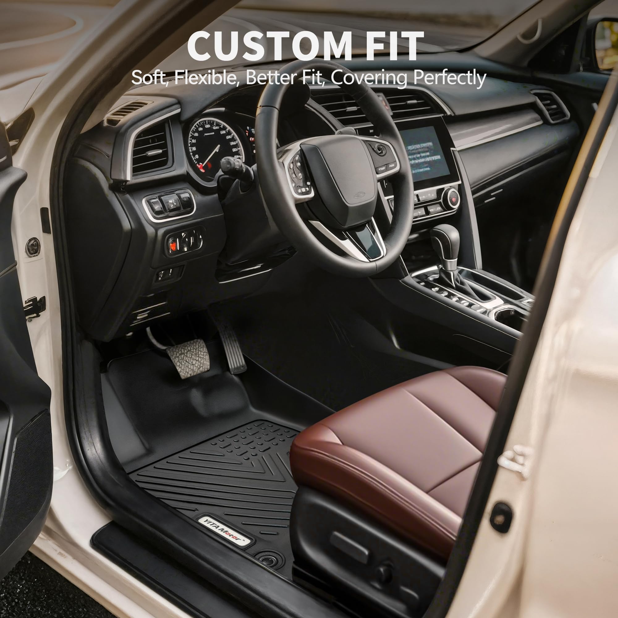 YITAMOTOR Floor Mats Fit for 2025 RAM 1500 Crew Cab w/o Rear Under-Seat Storage Bucket Seat, All Weather TPE Custom Fit Waterpro
