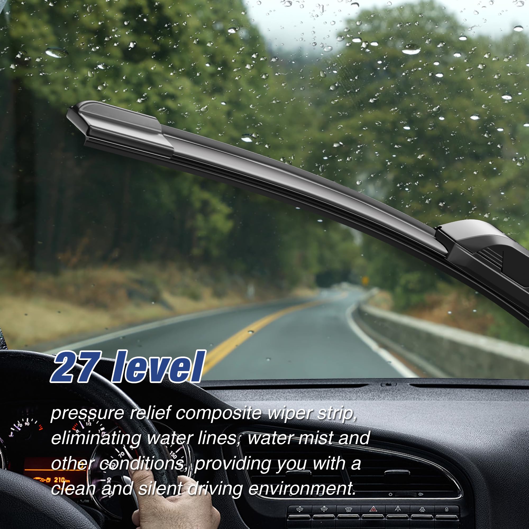 24''+22'' Silicone Windshield Wiper Blades Replacement For Dodge Avenger 2014-1995 Honda Ridgeline 2008-2006 Flex 2019-2009 Chry