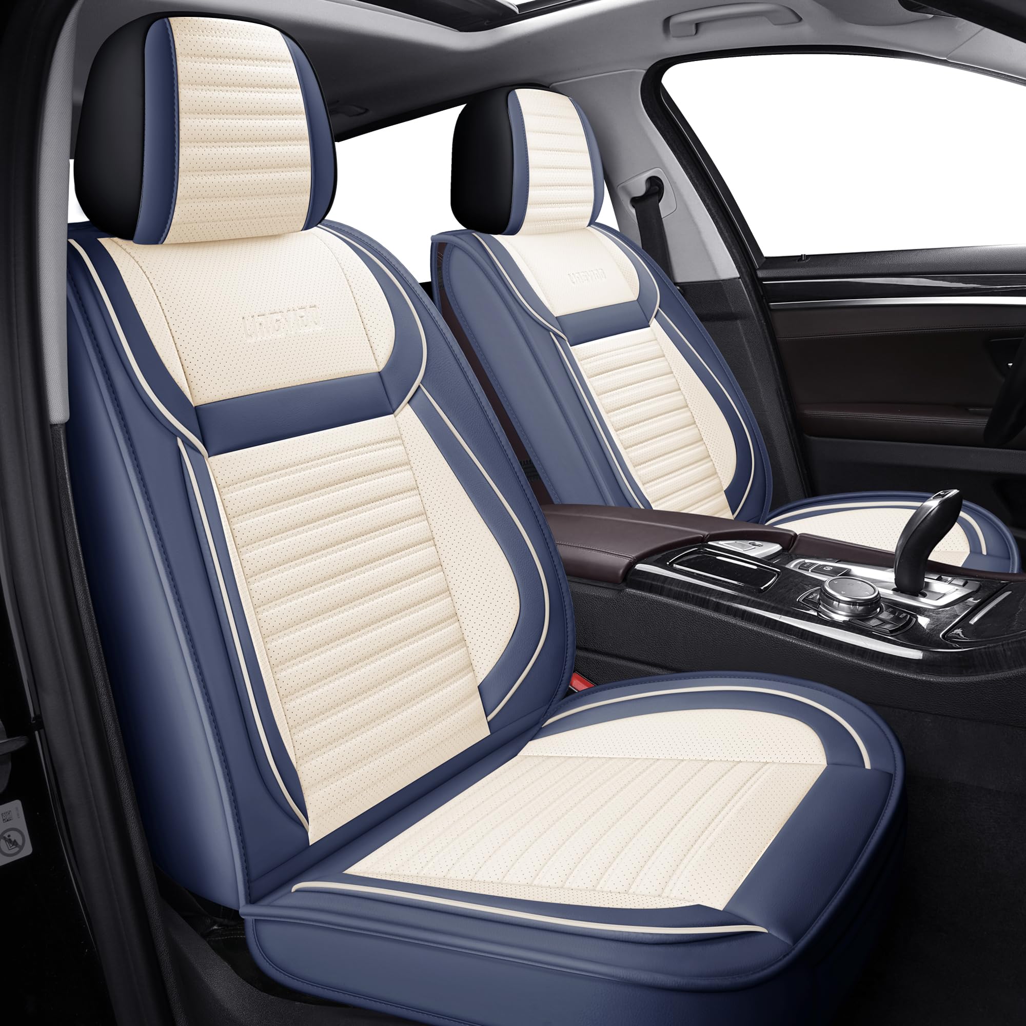 Lingvido Waterproof Car Seat Covers Front Pair, Universal Leather Seat Covers For Cars Suv Trucks With Head Pillow, Automotive P