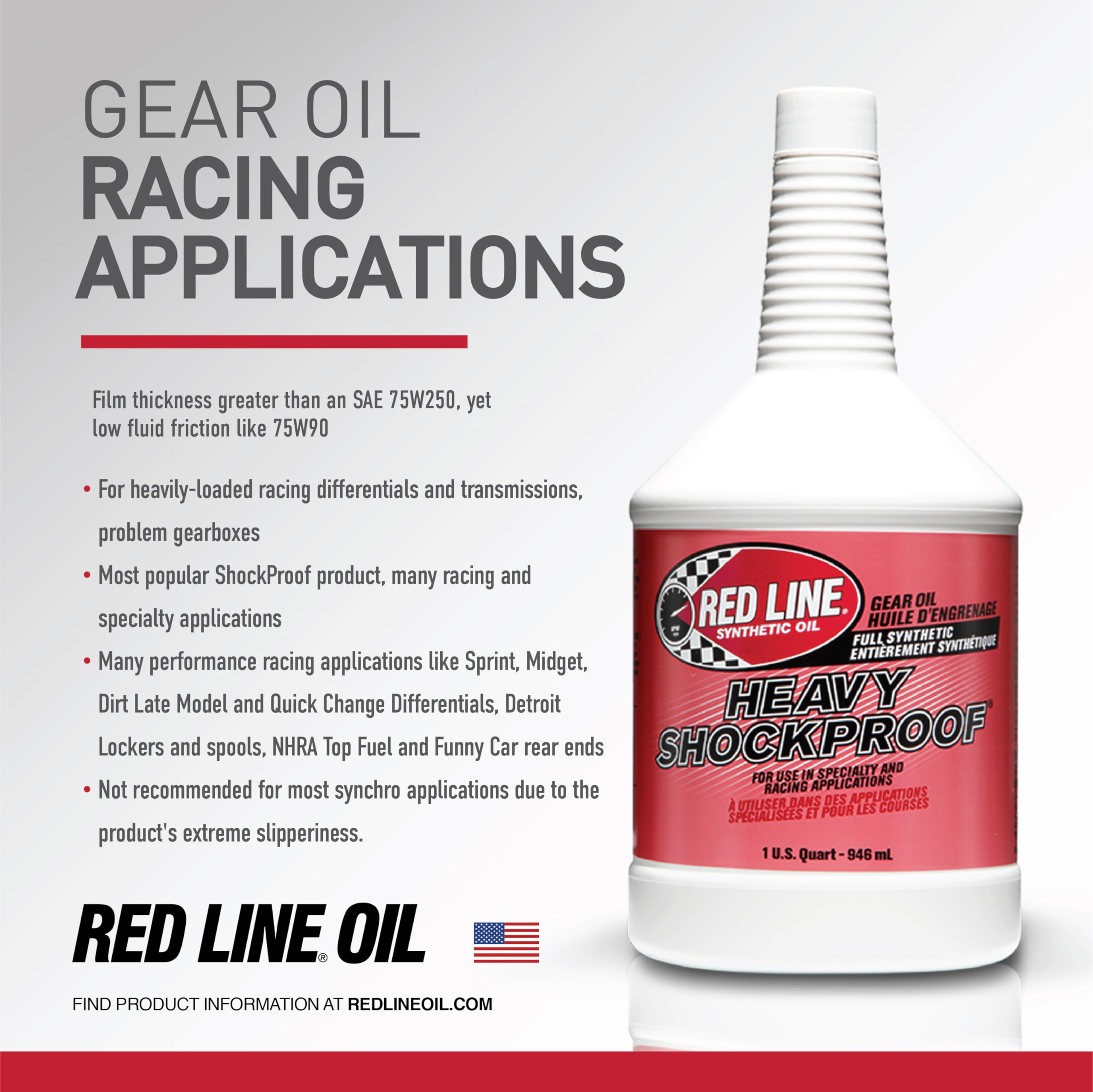 Red Line 58204 Heavy Shockproof Gear Oil - 1 Quart (2 Pack)