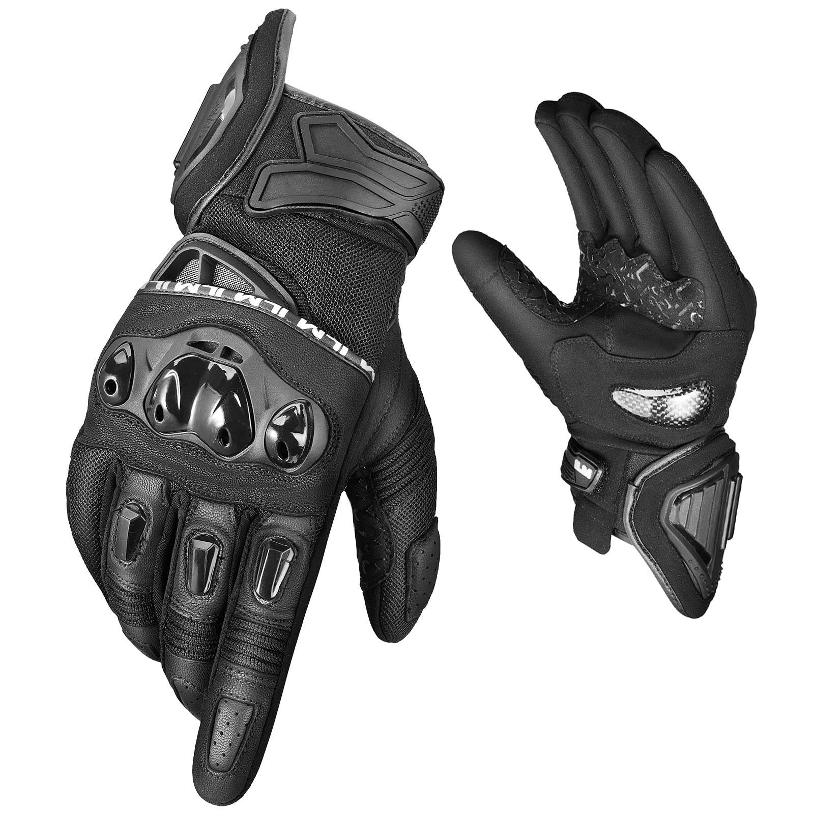 Ilm Motorcycle Gloves For Men And Women Touchscreen Riding Gloves Motorbike Motocross Dirt Bike Atv Model-Wd01(Black,Large)