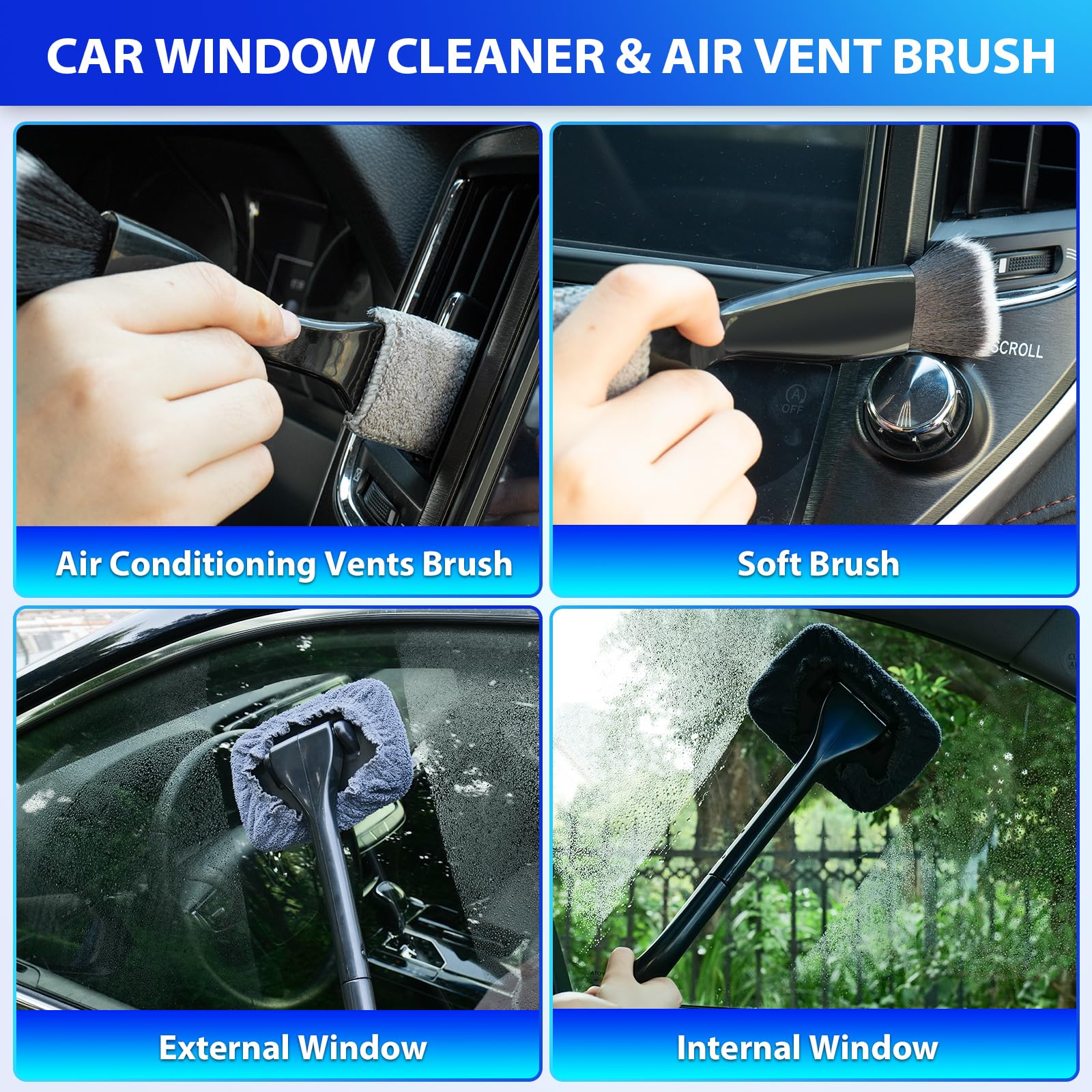 THINKWORK Car Cleaning Kit - 8000PA Vacuum & 7Pcs Detailing Brush Set - Gray, Model W6200