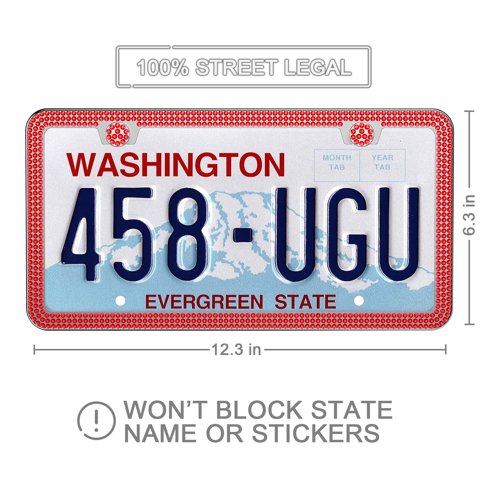 Share&Care Bling License Plate Frame With Gift Box, Crystal License Plate Cover, Car License Plate Holder With Rhinestone Crysta