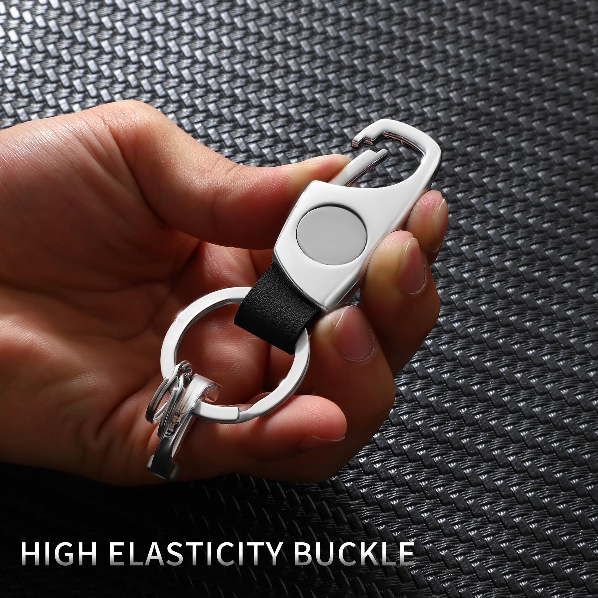 Gkeygo Carabiner Keychain, Key Chains For Car Key With 2 Key Rings And Anti-Lost D-Ring, Multifunctional Keychains For Men And W