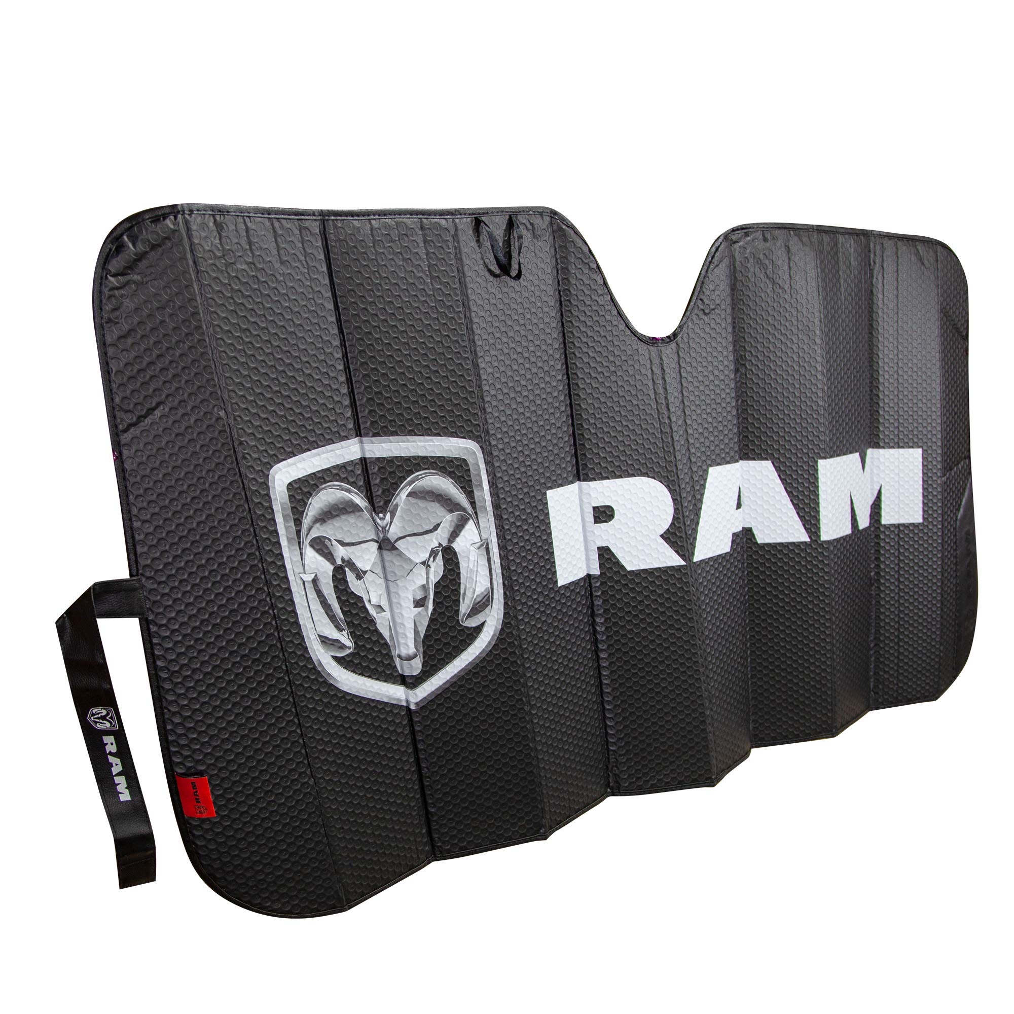Plasticolor Front Windshield Sunshade, RAM Logo, Black Matte Finish, Model 003860R01, Polyester Material