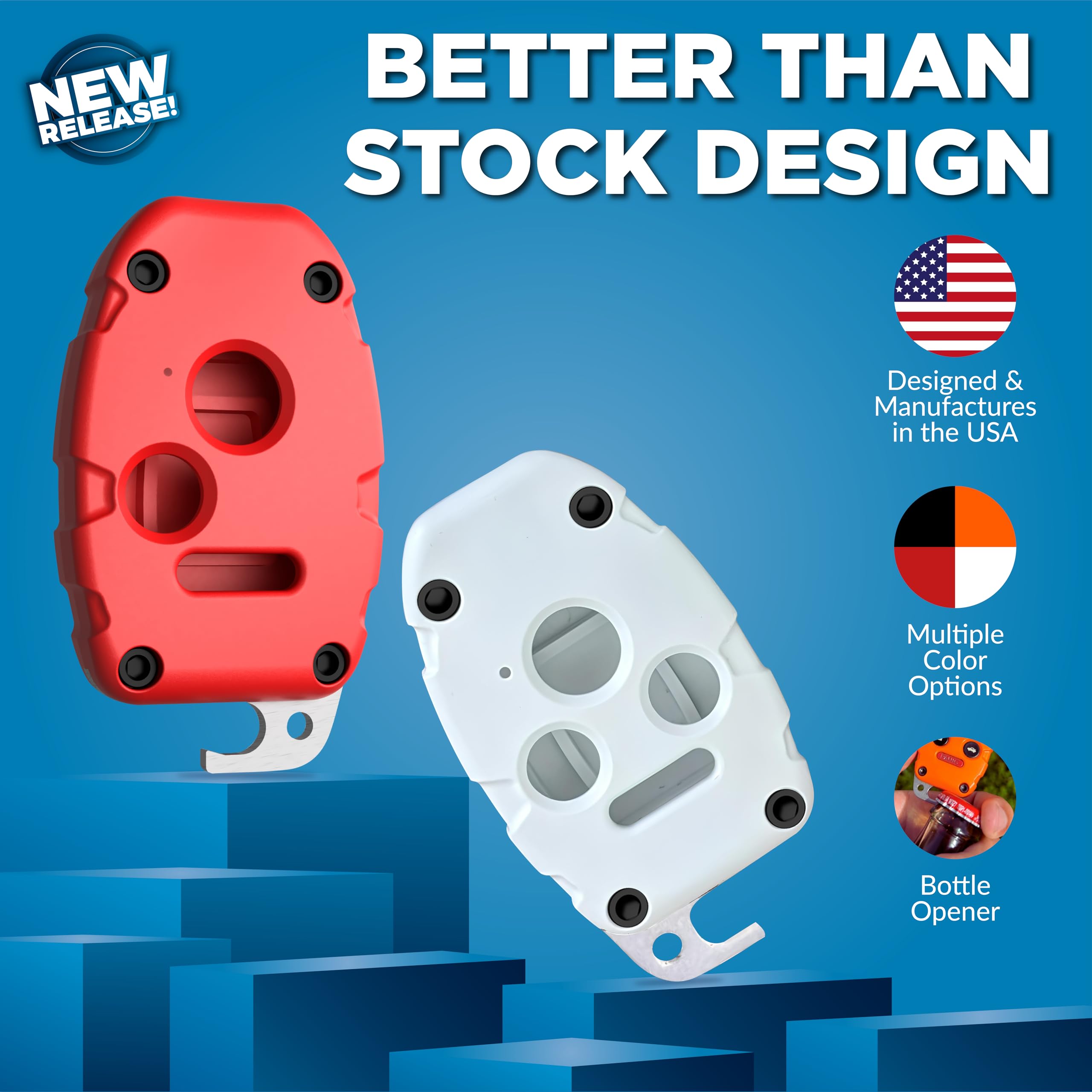 Dubbs Hardware Honda Key Fob Shell | Durable, Crack-Resistant | 3 Button, White | Easy DIY Installation, Integrated Bottle Opener