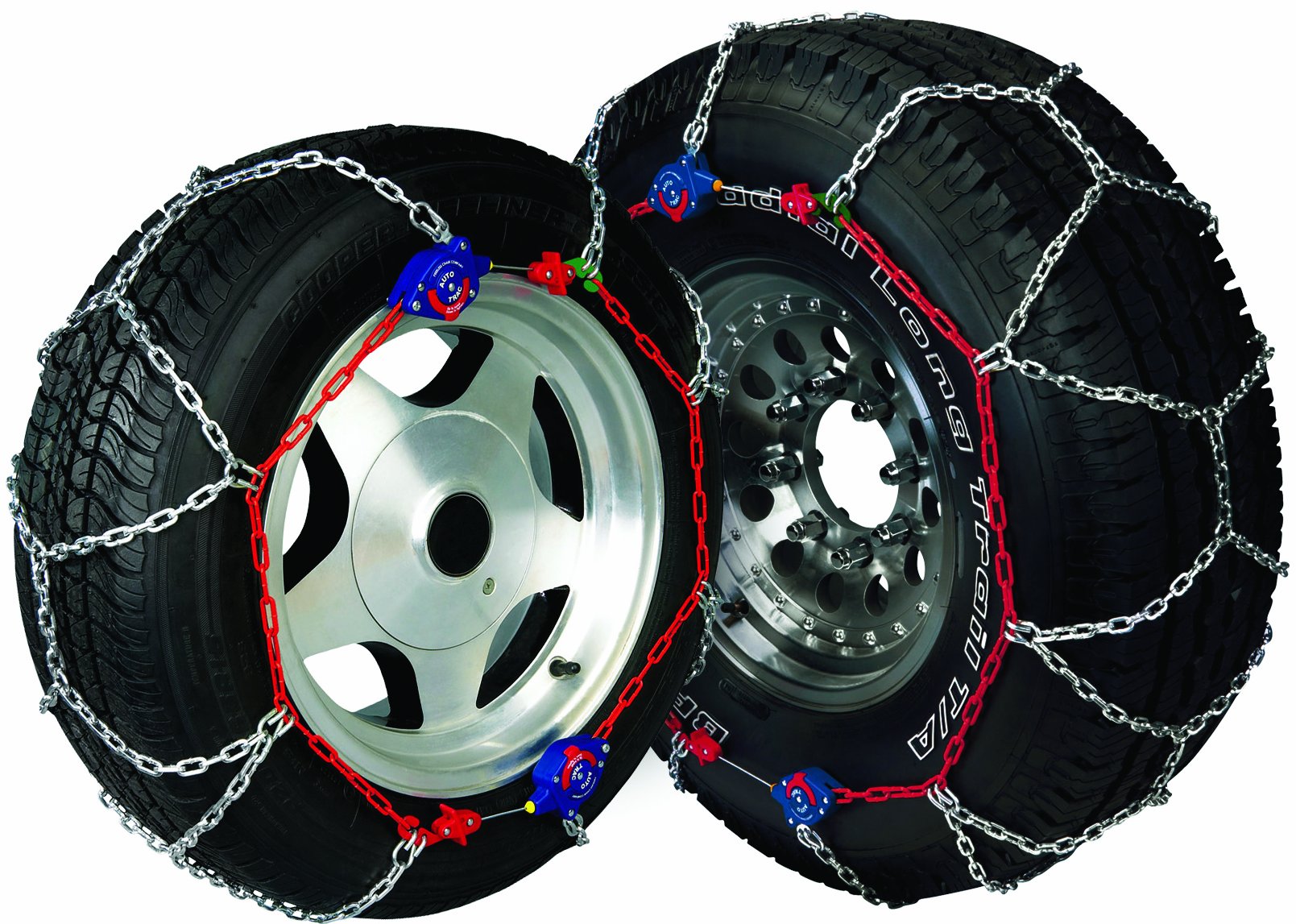 SCC Auto-Trac Light Truck/SUV Tire Traction Chain Set of 2 - Alloy Steel, Silver, Model 0232405