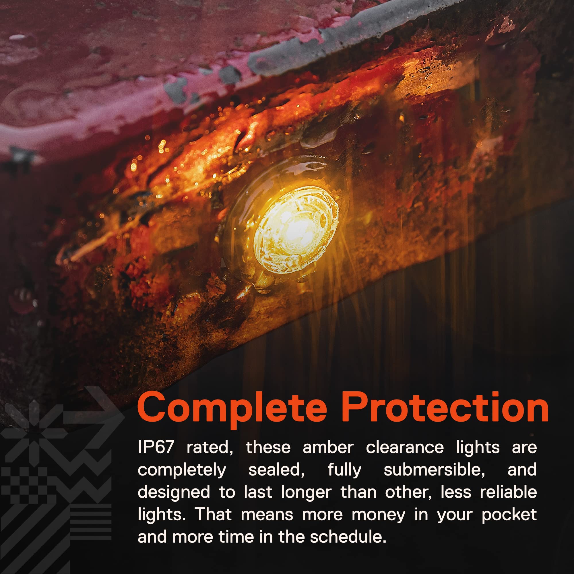 2Pc 34 Round Amber Trailer Led Marker Light Dot Fmvss 108] Sae P2Pc] Semi-Spherical Output] Ip67 Waterproof] Bullet Style] Round