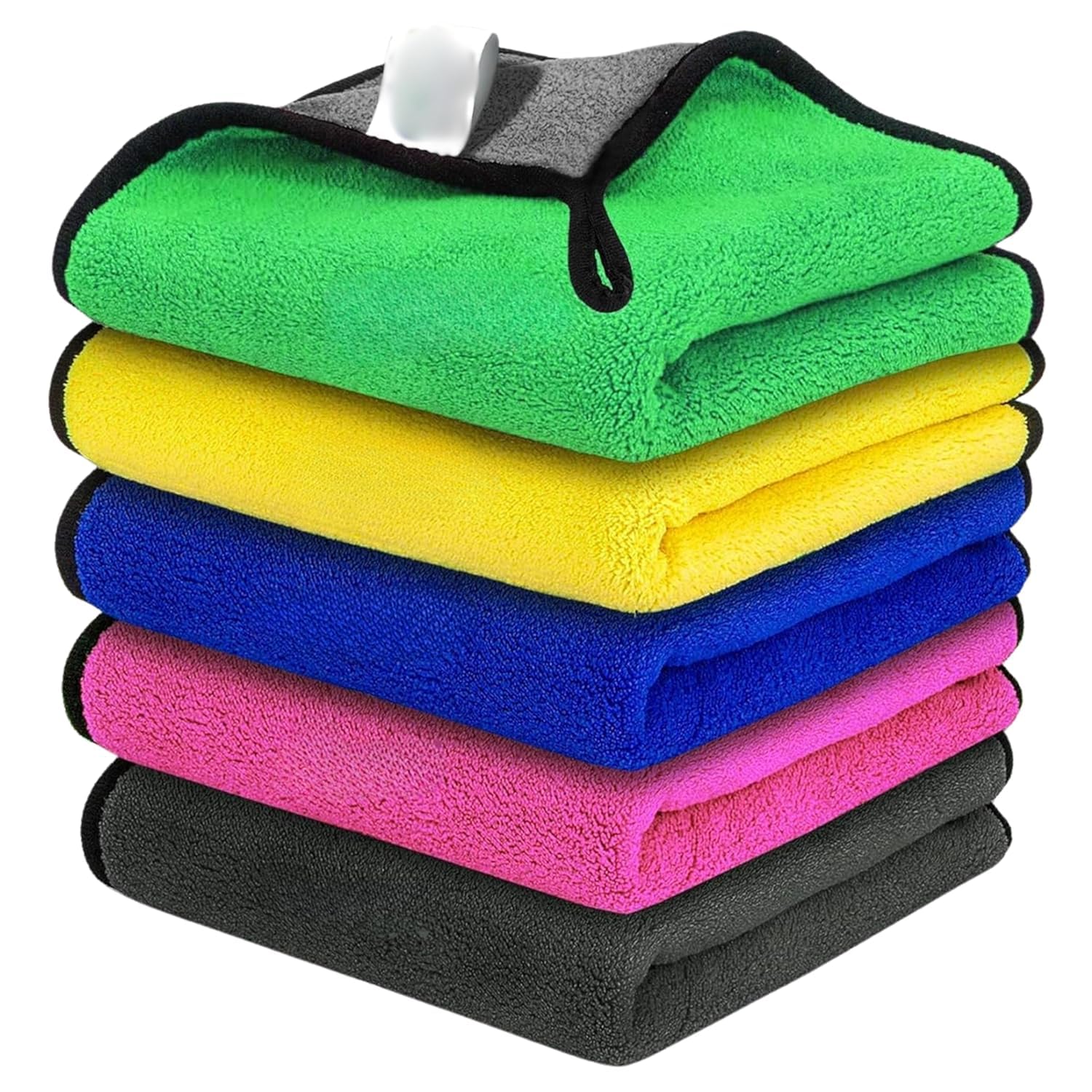 LNT Ultrasoft 350 GSM Microfiber Cloths | Dual Sided Towels | Compatible for Home and Vehicle Cleaning | 40x40 cm | Pack of 5 (C