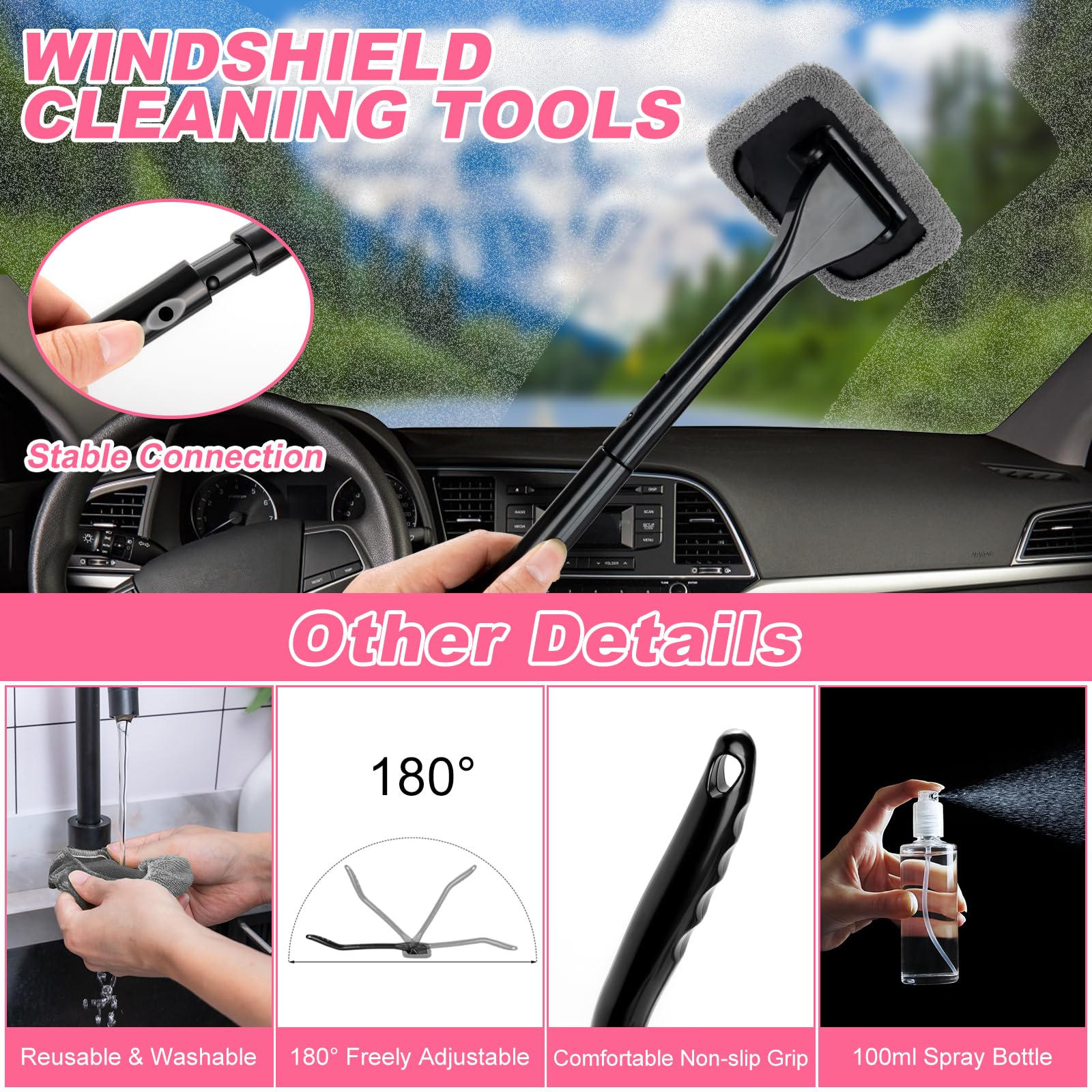 Autodeco 39Pcs Car Cleaning Wash Kit Interior Detailing Cleaner Kit With High Power Handheld Vacuum, Brush Set, Windshield Tool,